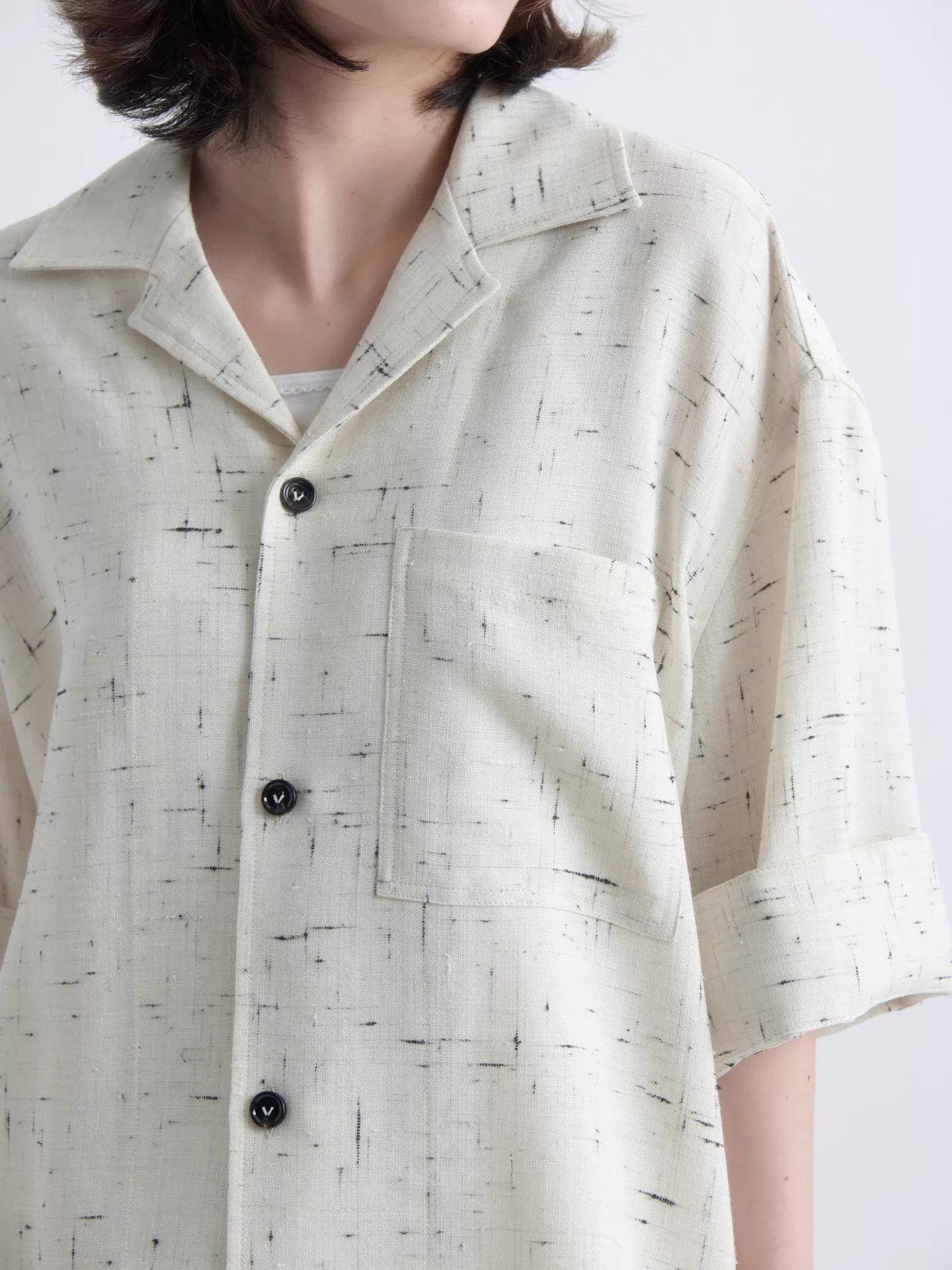 Bottega Veneta BV Vintage Cream White Crosshatch Boxy Short Sleeve Shirt Size US M / EU 48-50 / 2 - 6 Thumbnail