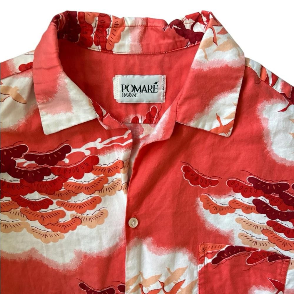 Sun Surf × Vintage Vintage Pomare Birds /Clouds Button Down Shirt Red/White Size US M / EU 48-50 / 2 - 2 Thumbnail