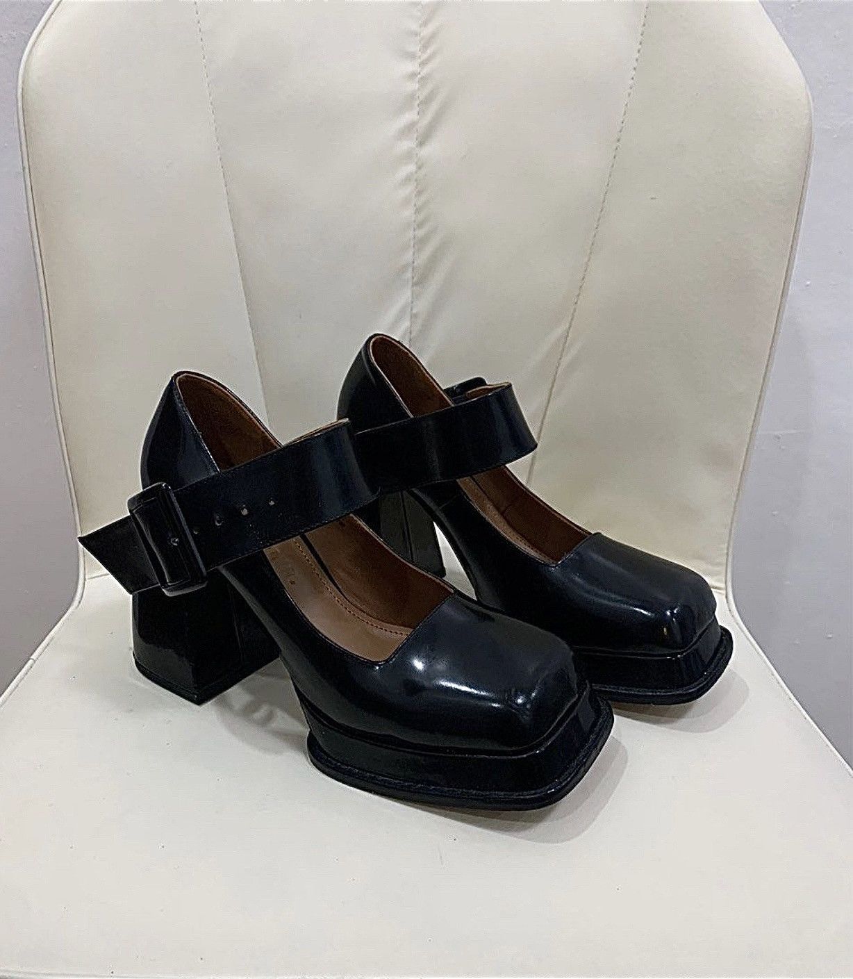 Shushu/Tong SHUSHU/TONG MARY JANE - SQUARE TOE BELTED HEEL Size US 8 / IT 38 - 1 Thumbnail