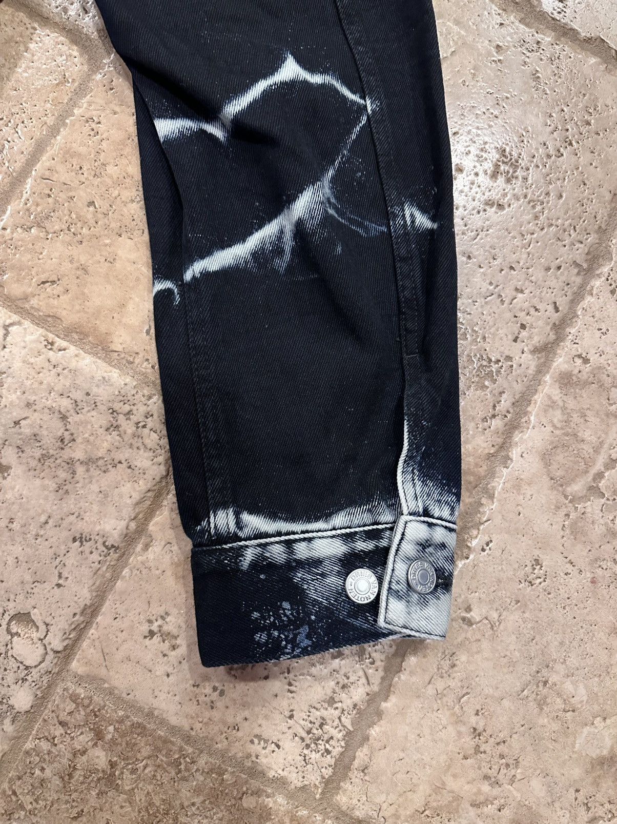 Dries Van Noten Dries Van Noten Acid Wash Tie-Dye Bleach Black Denim Jacket Size US L / EU 52-54 / 3 - 11 Thumbnail