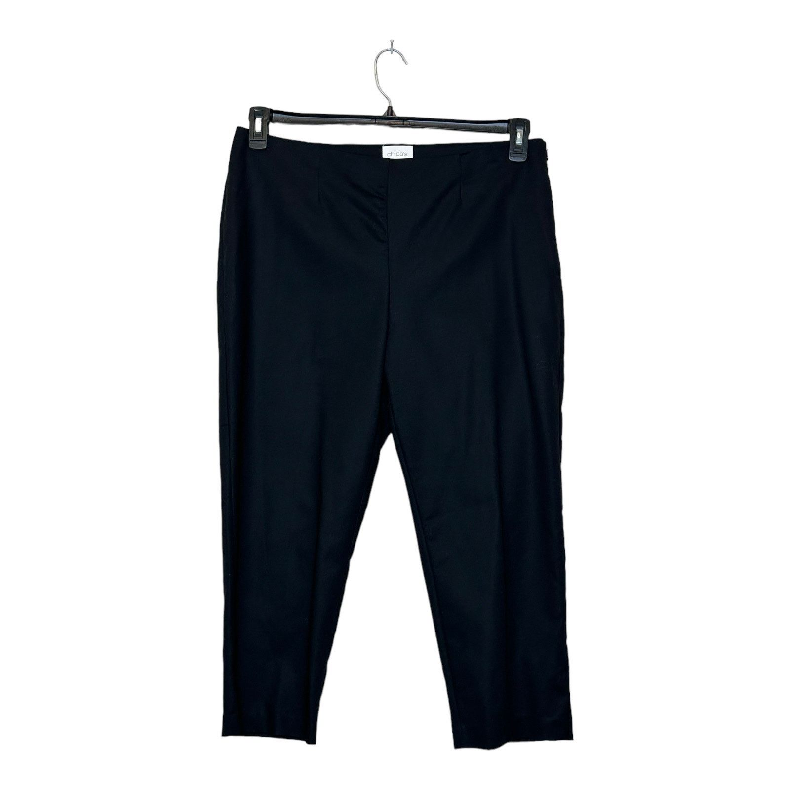 Chicos Chico's black flat front cropped pants size 2/ L-12 Size 36" / US 14 / IT 50 - 9 Thumbnail