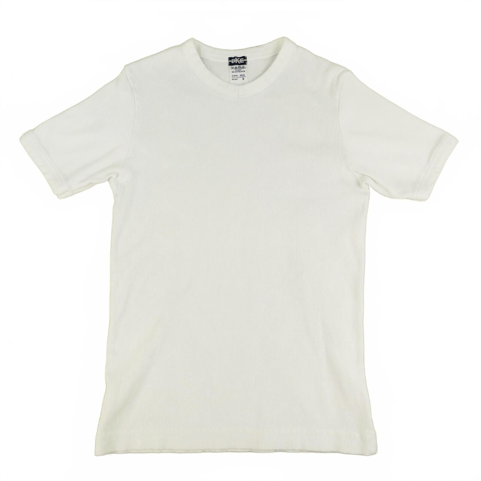 BKE BKE White Ribbed Cotton T-Shirt Size S Size US S / EU 44-46 / 1 - 1 Thumbnail