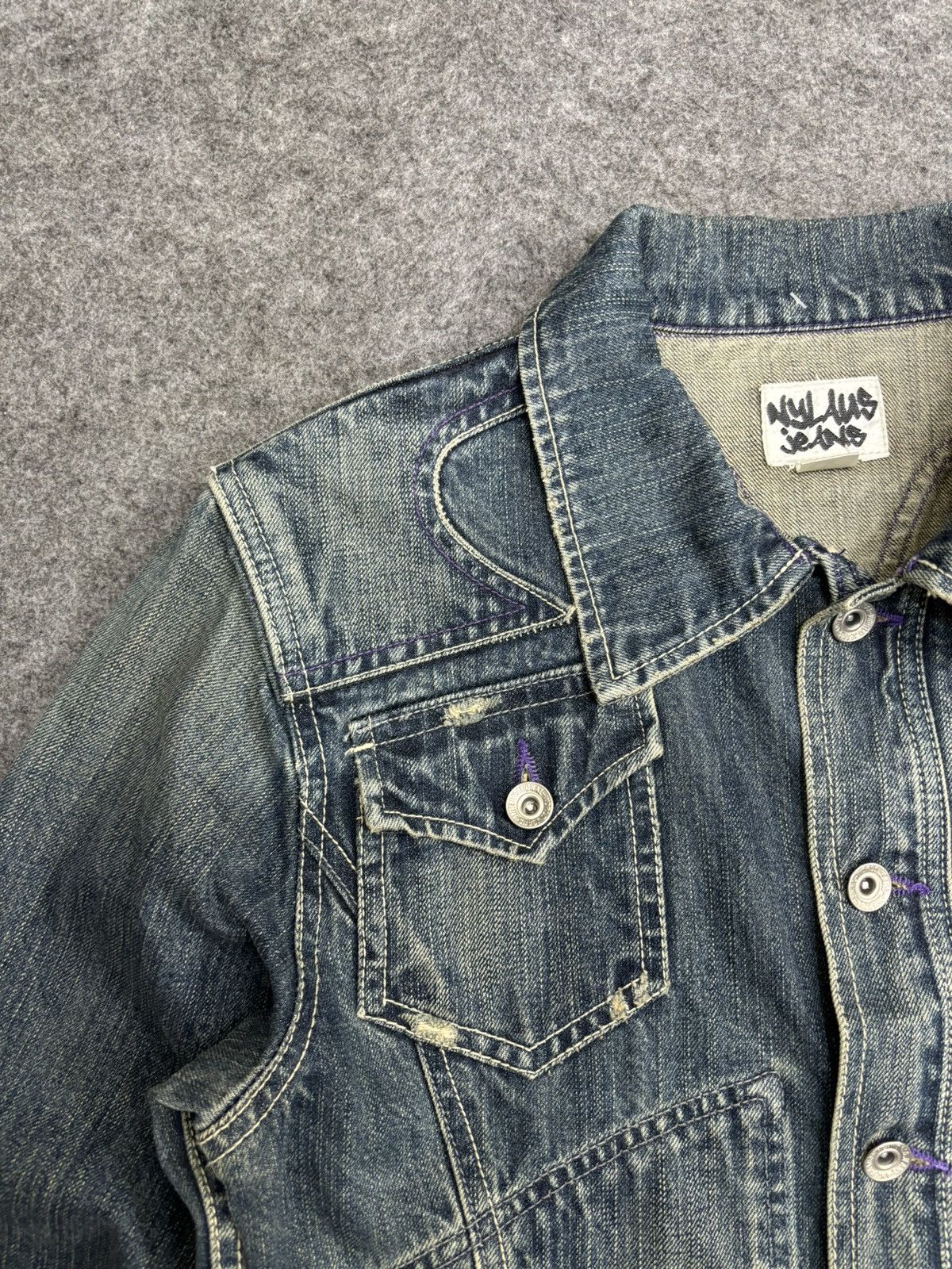 Japanese Brand 💥Westerner Design💥Very Rare Nylaus Slim Fit Trucker F523 Size US XS / EU 42 / 0 - 7 Thumbnail