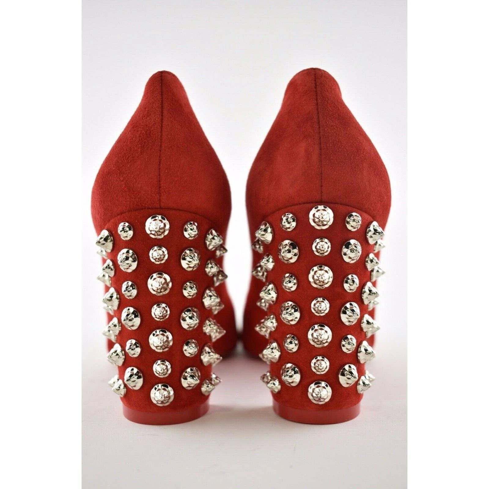 Christian Louboutin Christian Louboutin Donna Stud Spikes 85 Loubi Red Silver Size US 7 / IT 37 - 11 Thumbnail