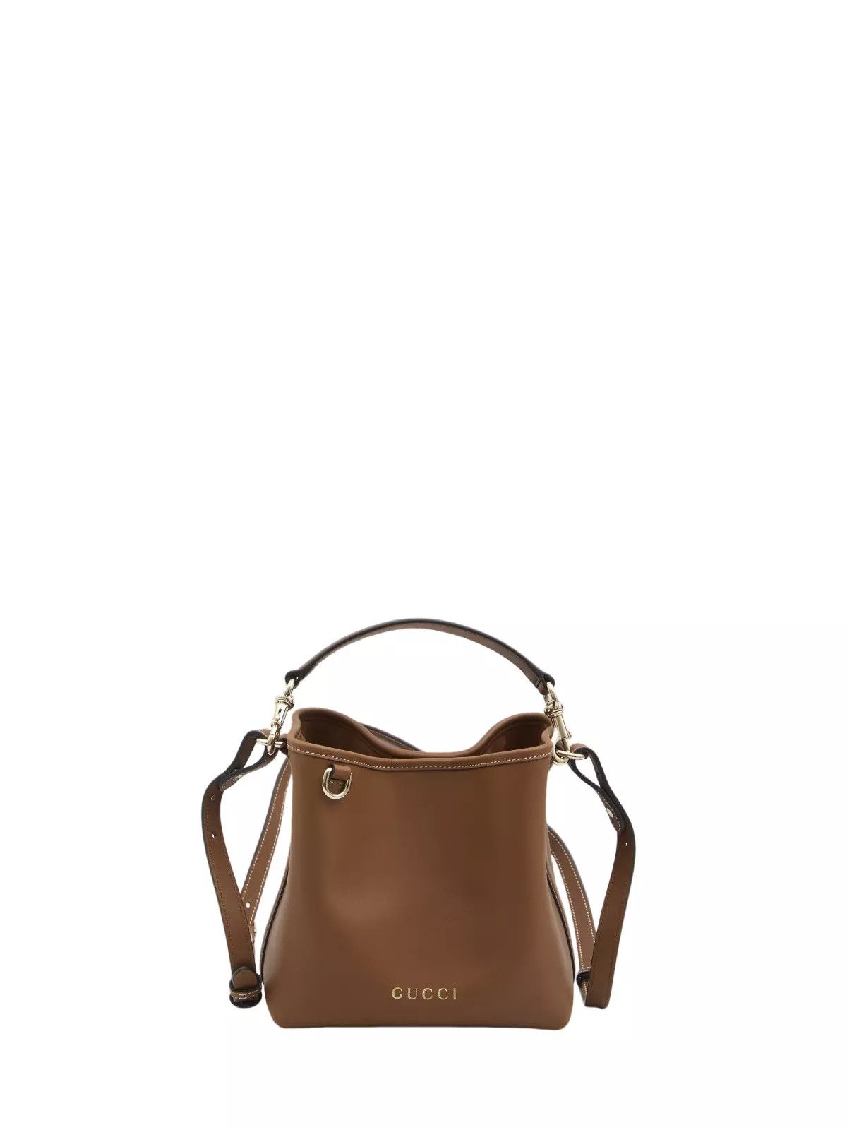 Gucci Gucci Emblem Small Brown Leather Bucket Bag New Auth Size ONE SIZE - 1 Thumbnail