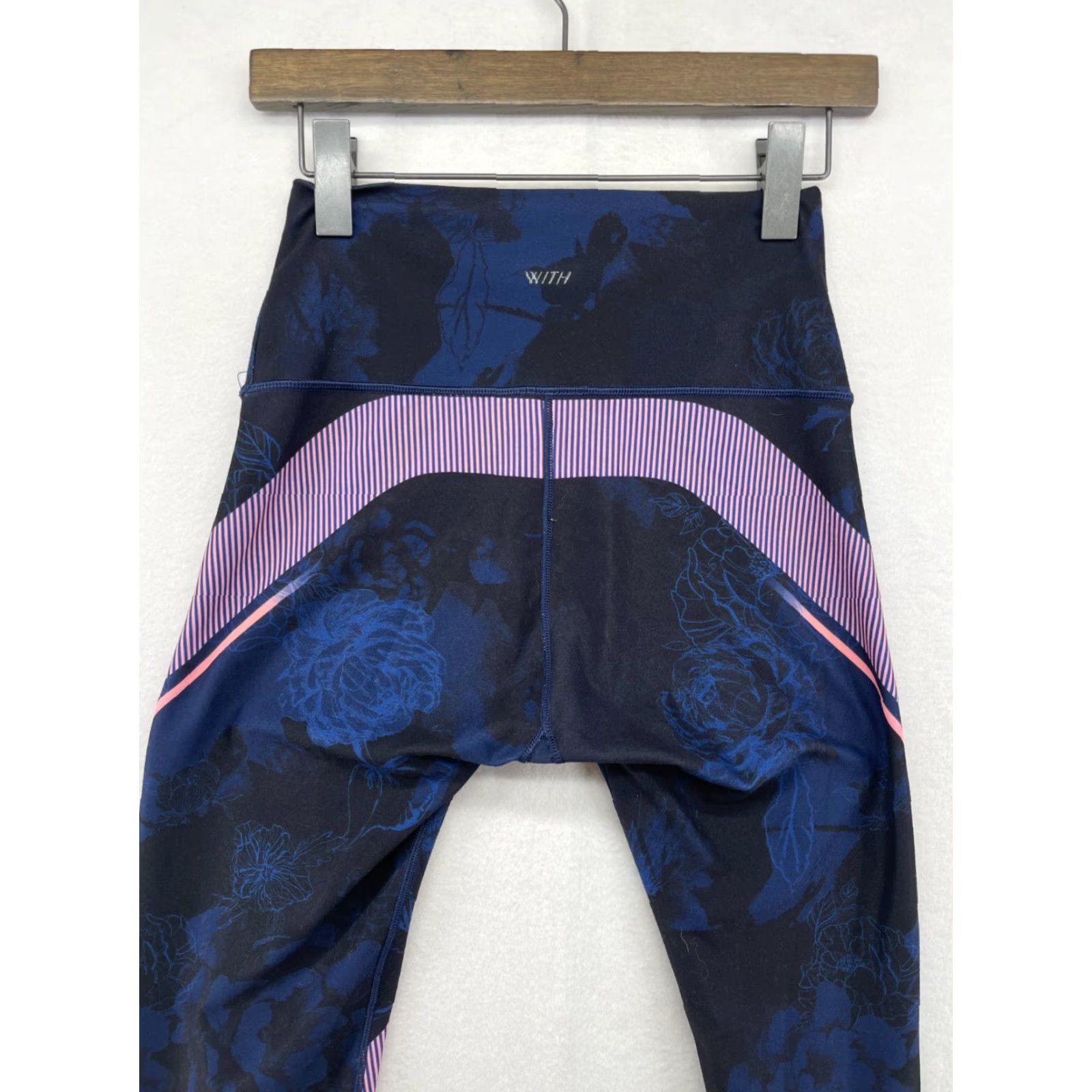 Vintage WITH Wear It To Heart Leggings Womens M Blue Purple Comfort Athletic, Pull On, Size M, Leggings, Women Size 32" / US 10 / IT 46 - 3 Thumbnail