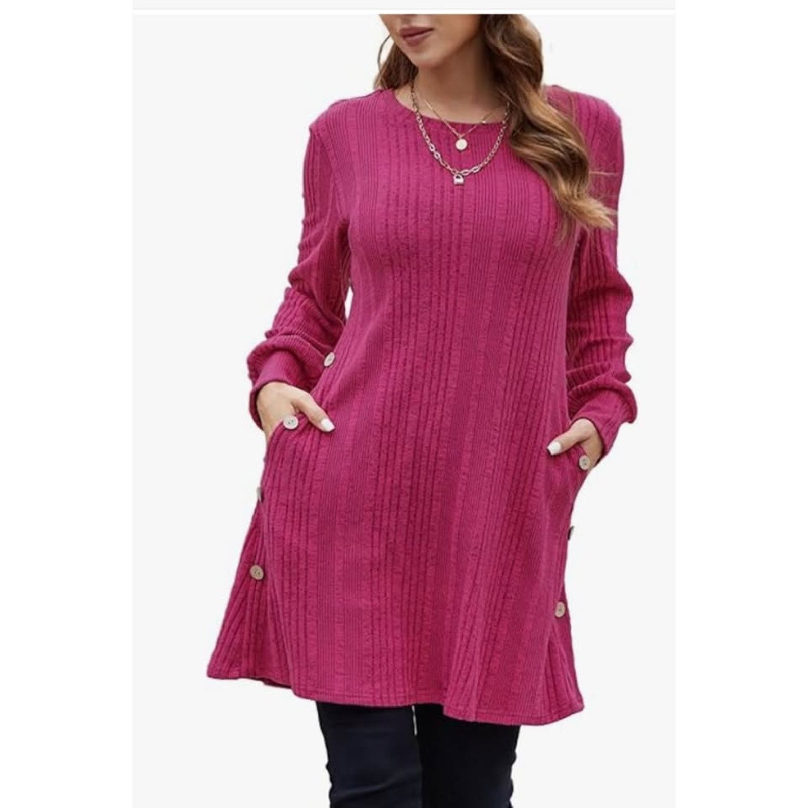 The Unbranded Brand Women's Dress Long Sleeve Tunic, Crew Neck, SIZE XL Size XL / US 12-14 / IT 48-50 - 2 Thumbnail