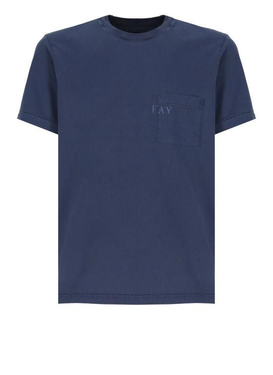 Fay FAY Men T-Shirts NPMB350132TUY1 U811 Blue Size US XL / EU 56 / 4 - 1 Thumbnail