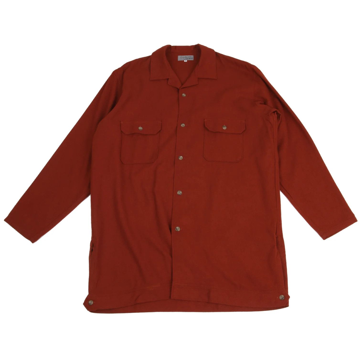 Yohji Yamamoto Yohji Yamamoto Flannel Open Collar Shirt Size US L / EU 52-54 / 3 - 1 Thumbnail