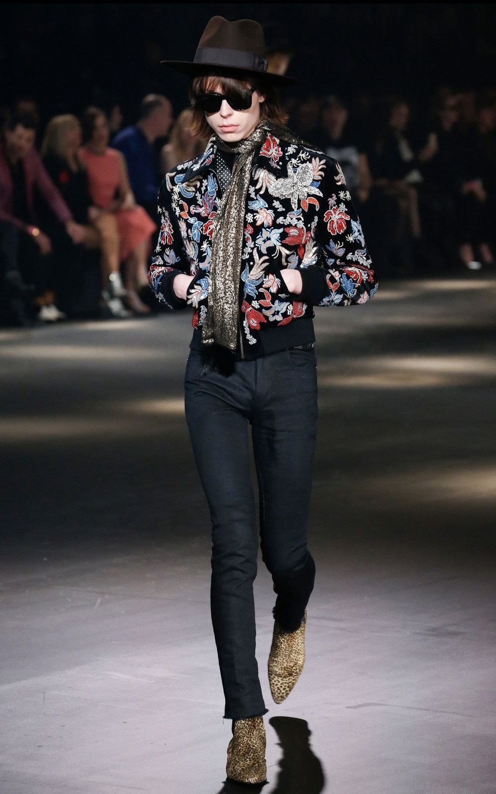 Image of Saint Laurent Paris Aw16 Stiched Floral Jacket in Black, Men's (Size Small)