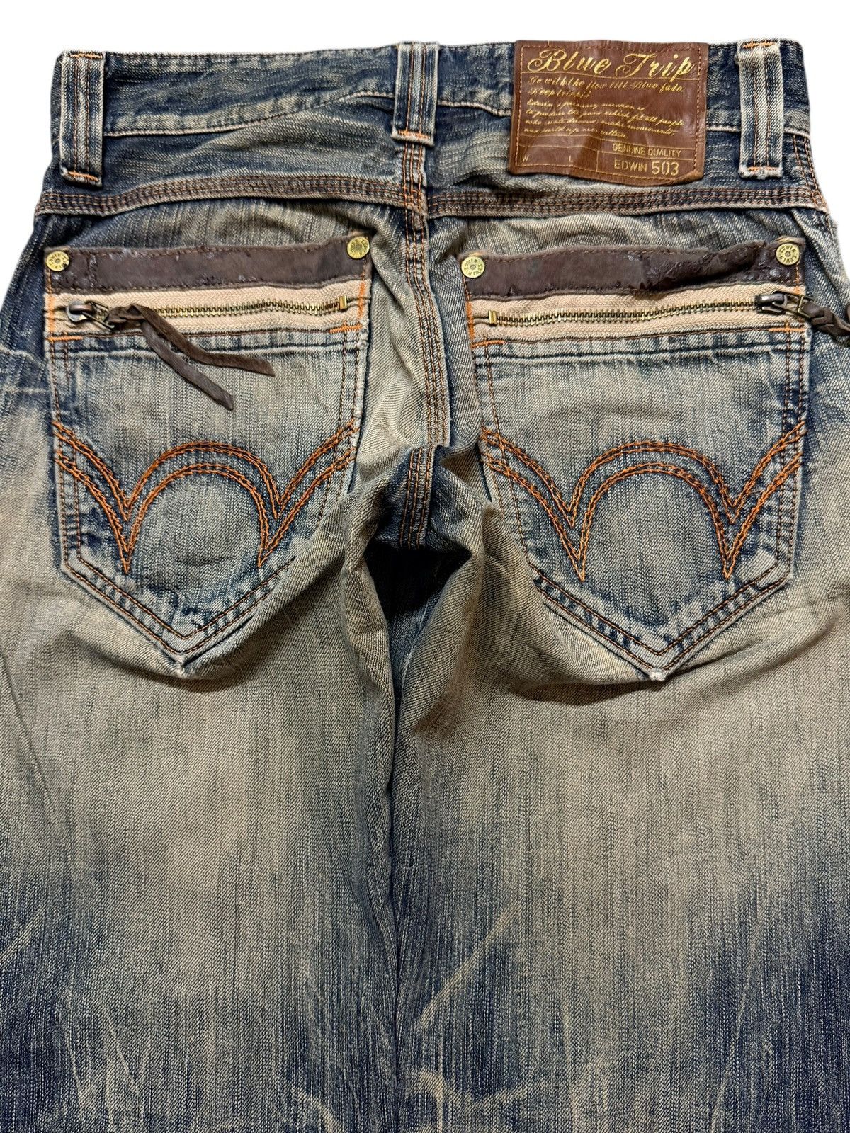 Edwin Vintage 90s Japan Edwin 503 Blue Faded Mud Wash Wide Leg Size US 30 / EU 46 - 4 Thumbnail