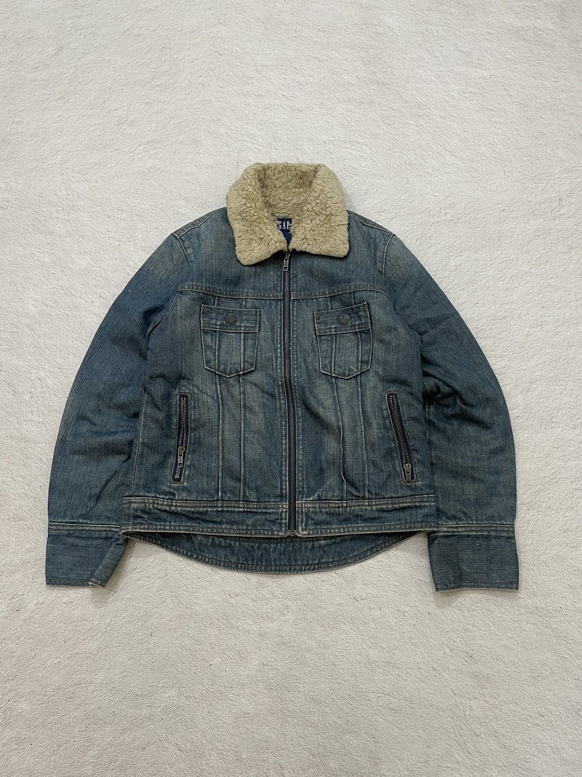Japanese Brand 2000s Japanese Denim Fur Jacket Mudwash Y2K Japan If6was9 Size US S / EU 44-46 / 1 - 1 Thumbnail