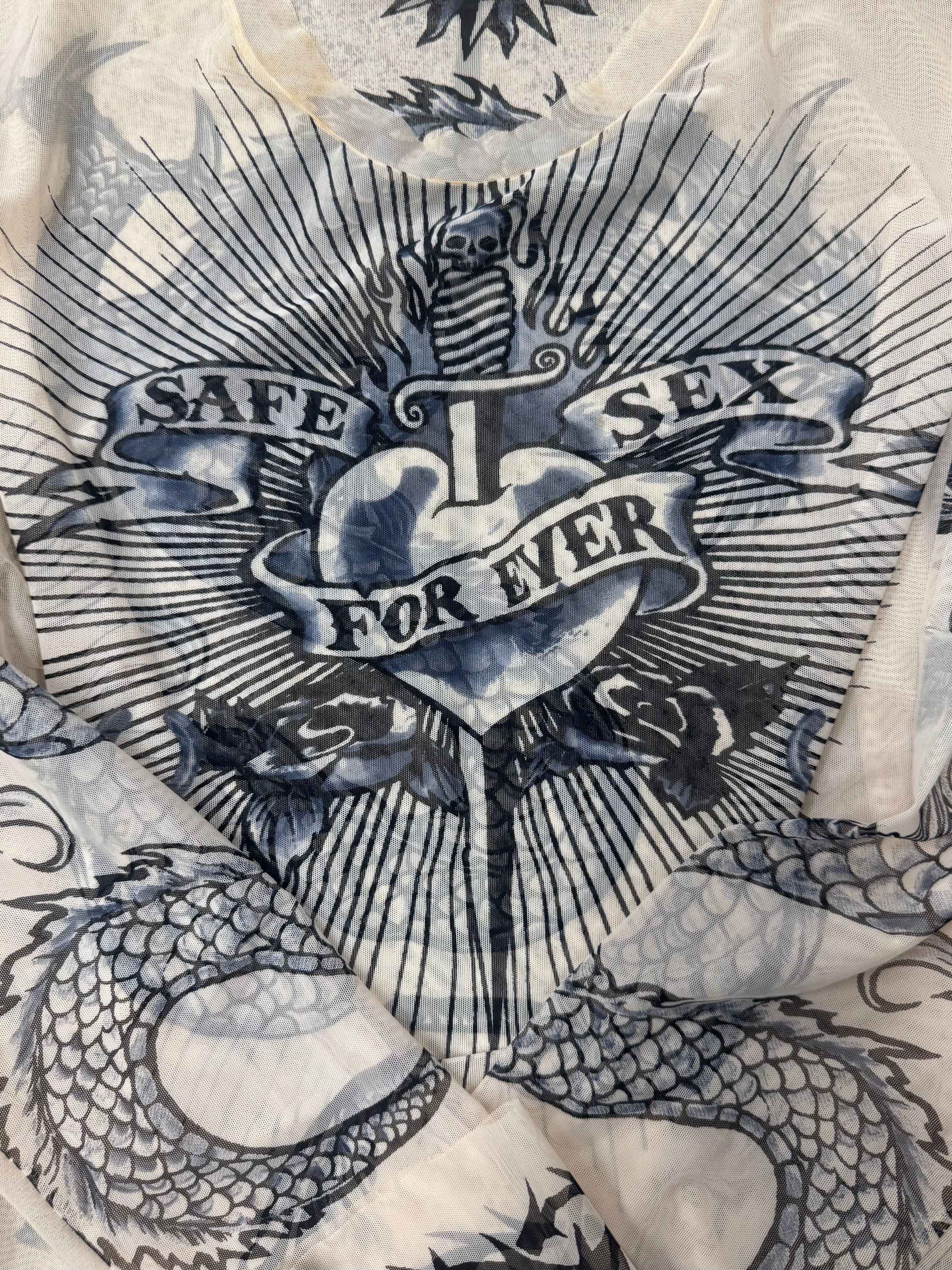 Jean Paul Gaultier SS1996 Jean Paul Gaultier ‘Safe Sex Forever’ Mesh Shirt Size US L / EU 52-54 / 3 - 2 Thumbnail