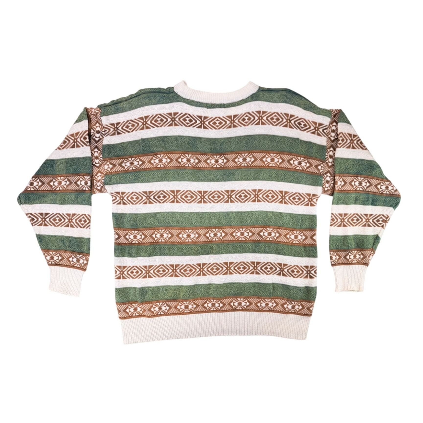 Van Heusen Vintage Van Heusen 417 Sweater Men Medium Striped Green Tan Size US M / EU 48-50 / 2 - 2 Thumbnail
