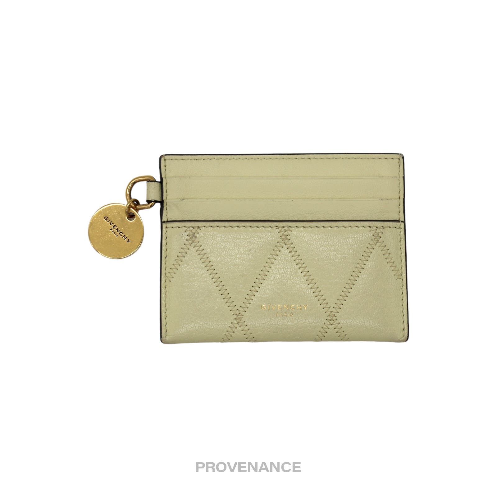 image of Givenchy Card Holder Wallet - Quilted Ivory Leather, Women's