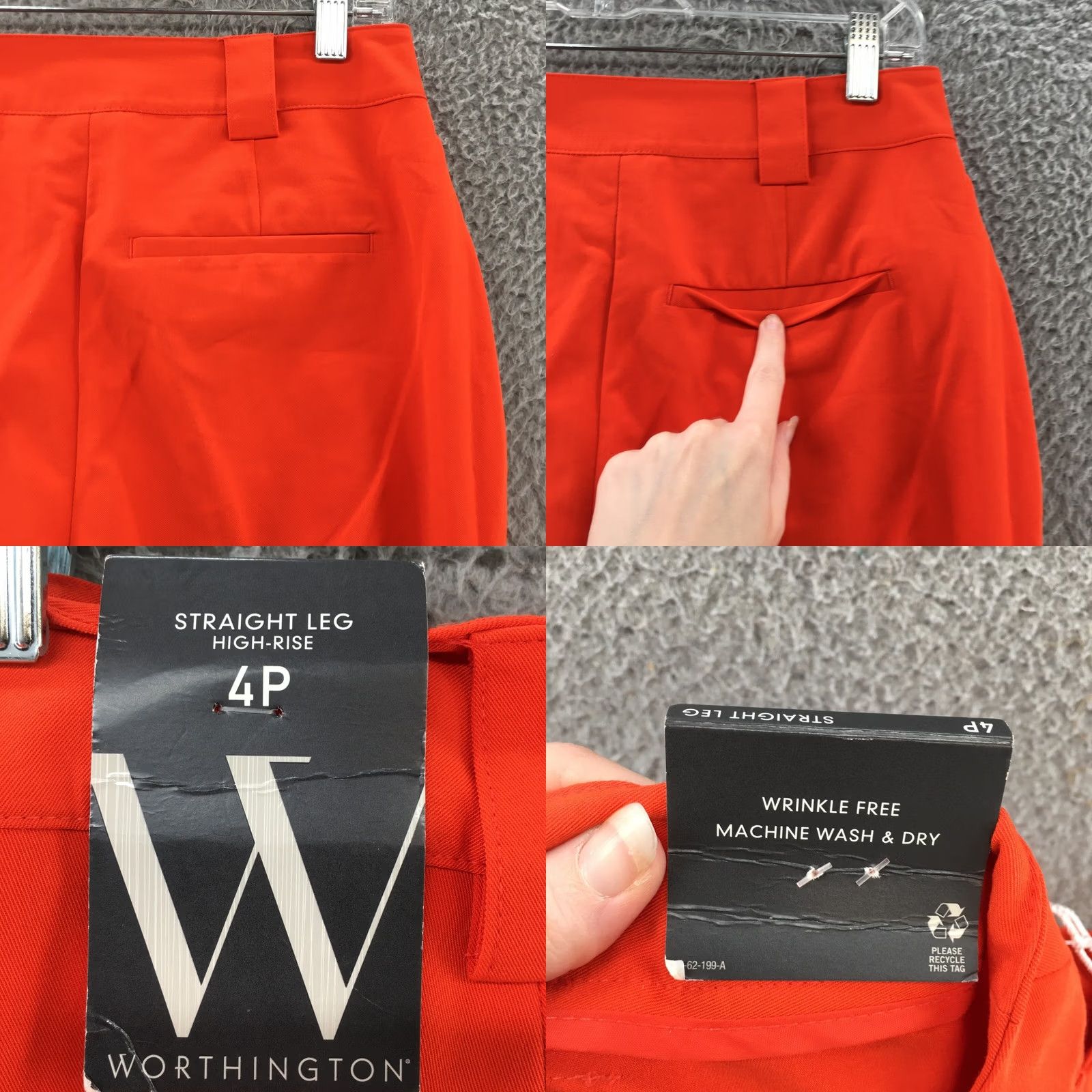 Worthington Worthington Orange Petite 4P Straight Leg High Rise Trouser Pants Womens Low Rise? No, High Rise. Size 30" / US 8 / IT 44 - 10 Thumbnail