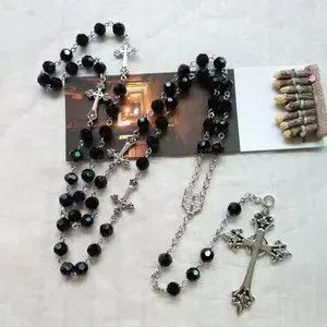 Jewelry Black Crystal Rosary Necklace Size ONE SIZE - 2 Thumbnail