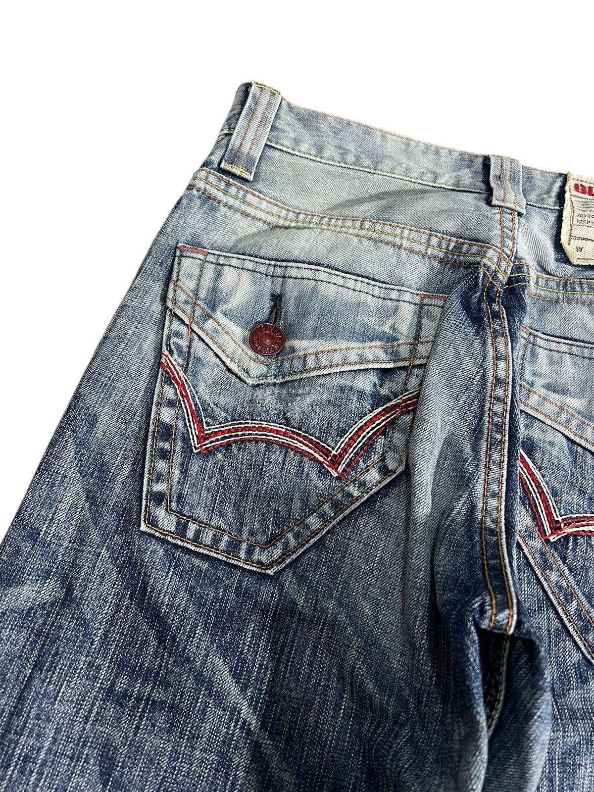 Edwin Flare Jean Edwin 503 Blue Trip Faded Distress Japan Style Size US 29 - 14 Thumbnail