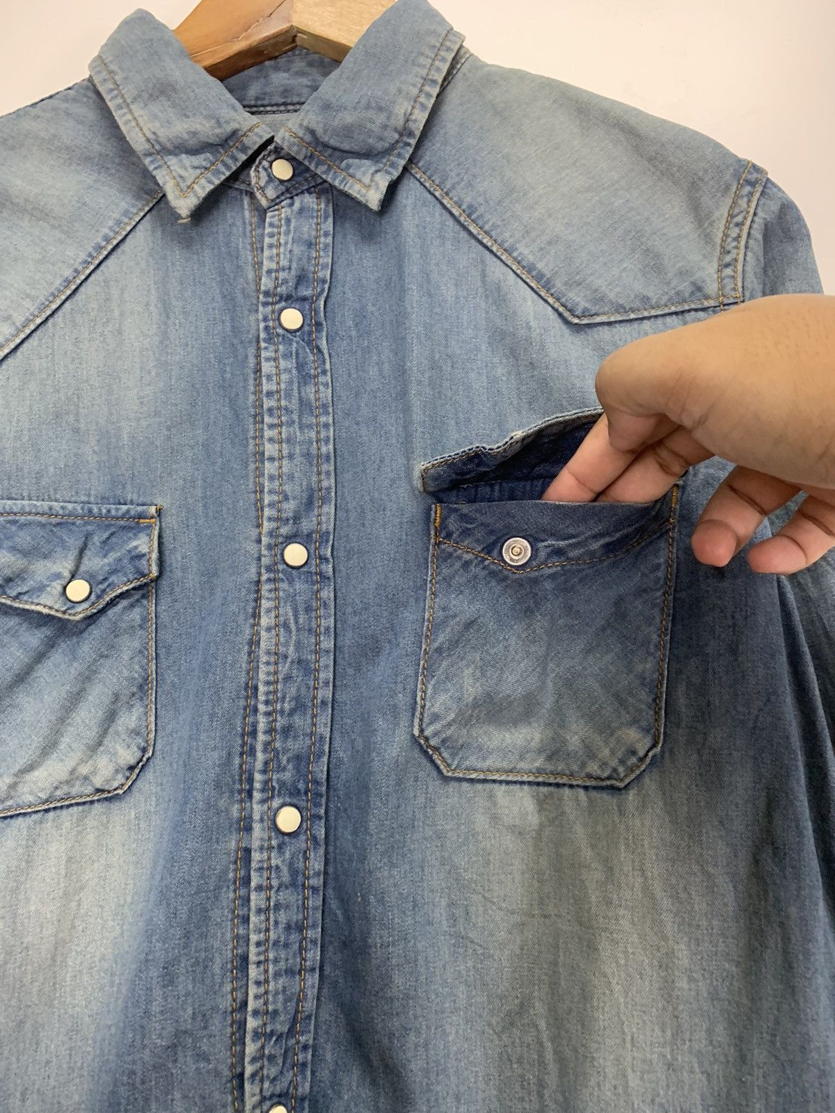 NANO universe Vintage Western Denim Jacket Size US L / EU 52-54 / 3 - 7 Thumbnail
