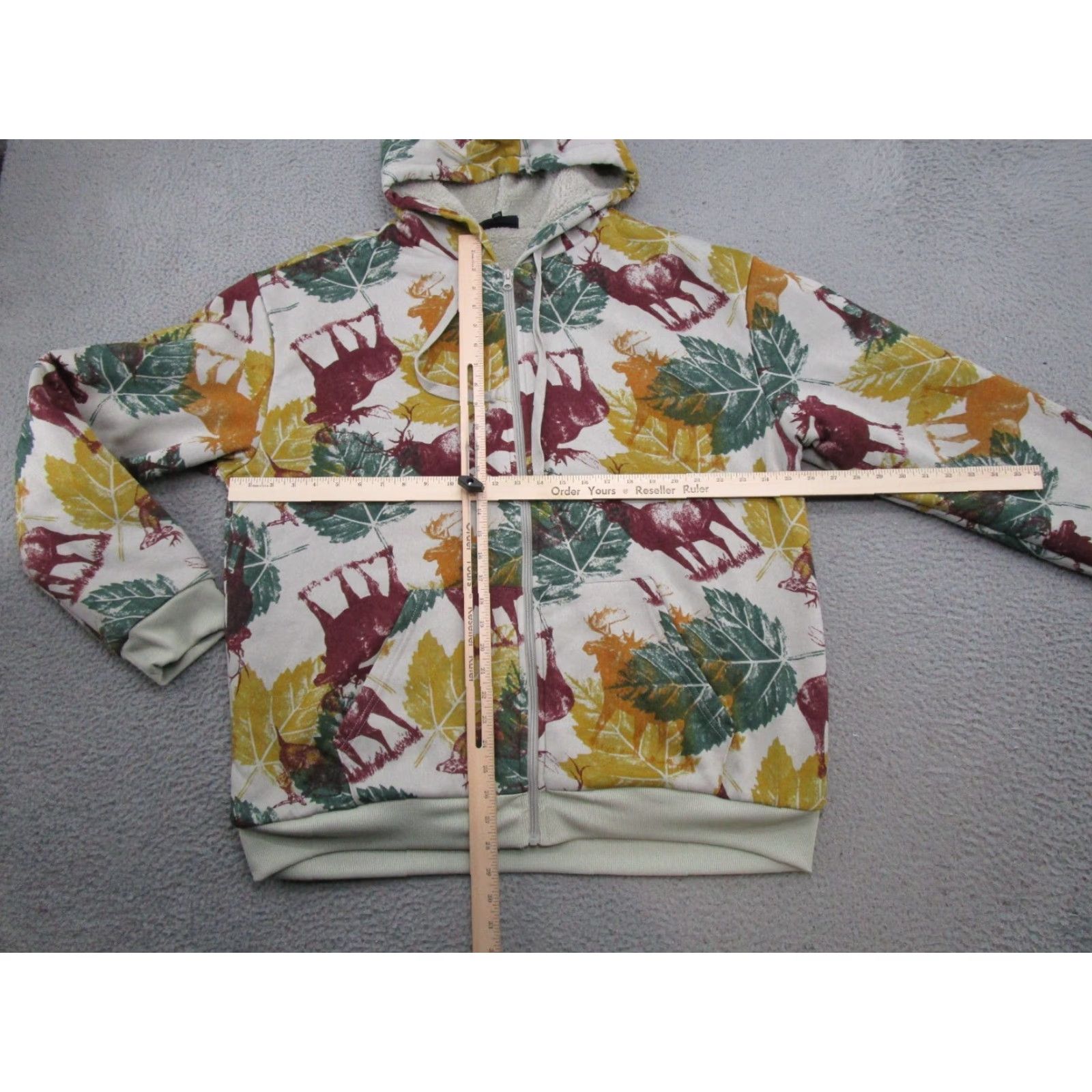 Vintage Canyon Creek Sherpa Lined Zip Up Hoodie AOP All Over Print 2XL Men Deer Elk Size US XXL / EU 58 / 5 - 4 Thumbnail