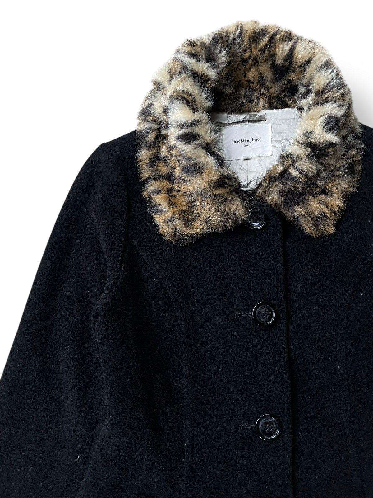 14th Addiction 🇯🇵 Machiko Jinto Leopard Fur Trench Coat Goa Gothic Punk Vkei Size S / US 4 / IT 40 - 9 Thumbnail