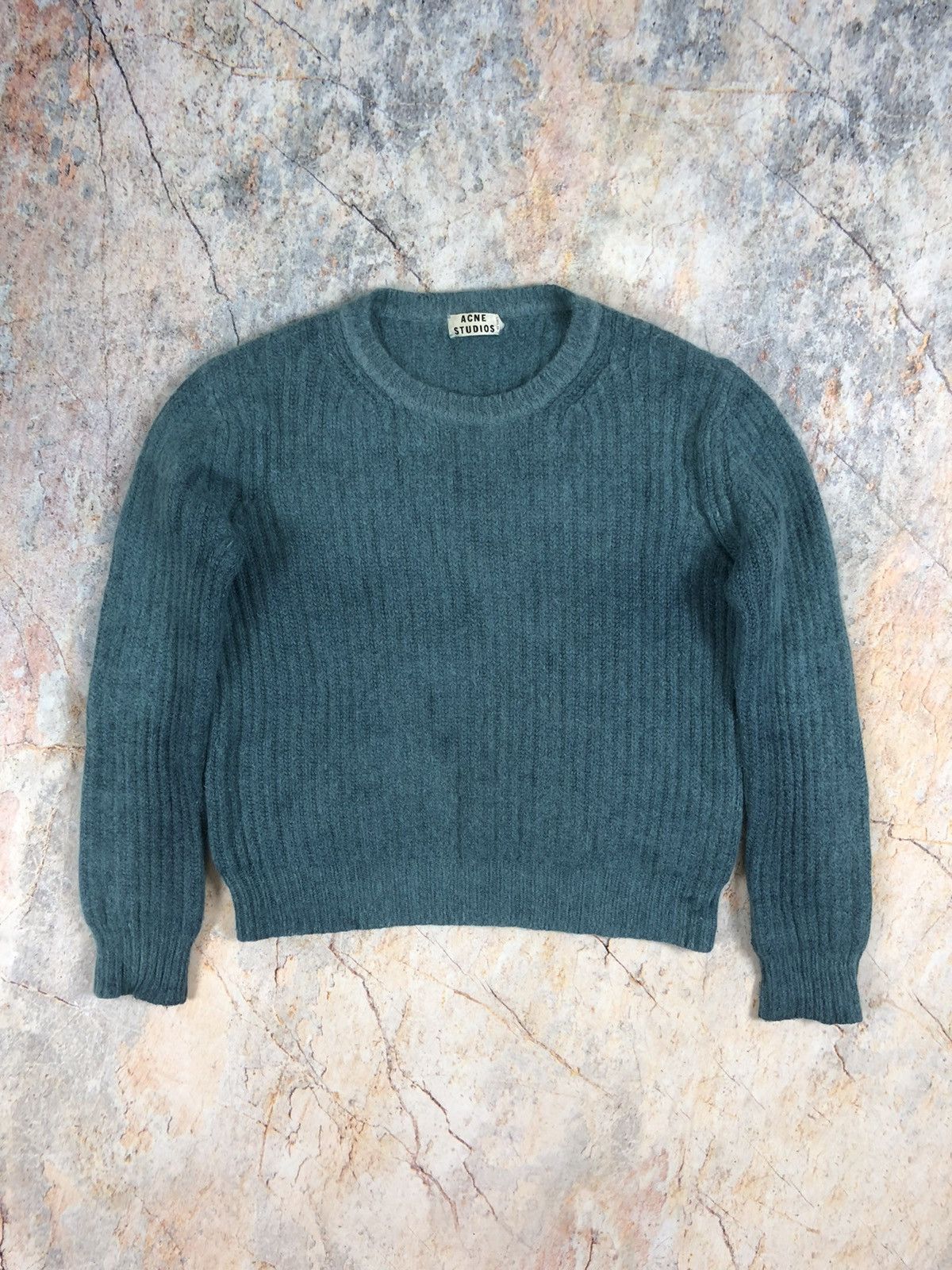 image of Acne Studios Mohair Wool Angora Sweater in Green, Women's (Size Medium)