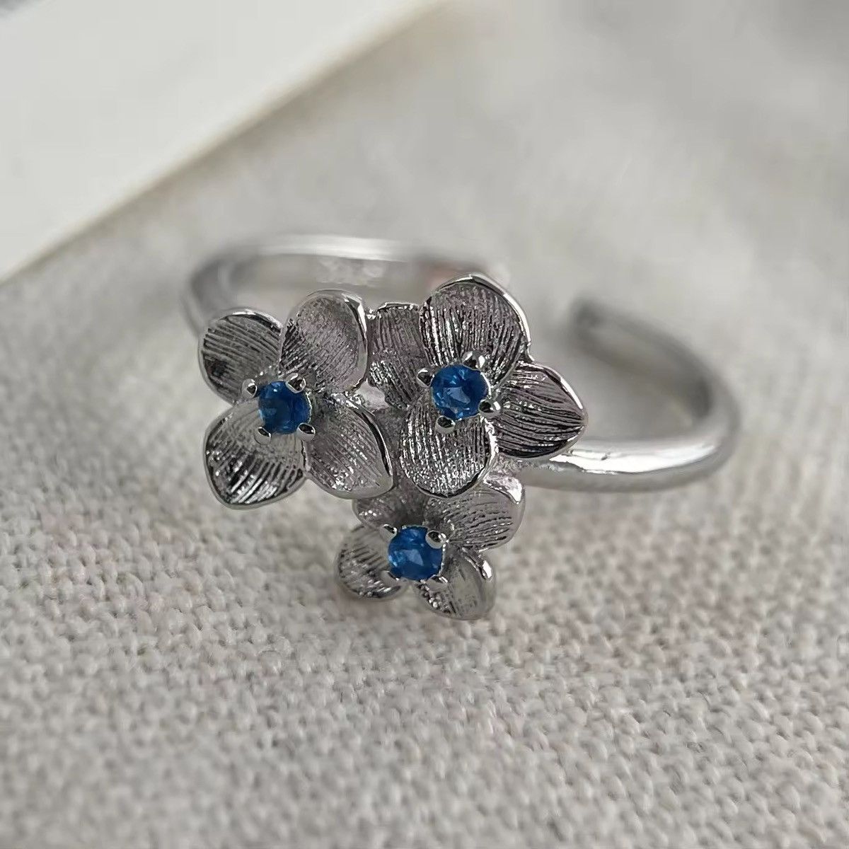 Other Blue Flower Zircon Resizeable Ring Size ONE SIZE - 3 Thumbnail