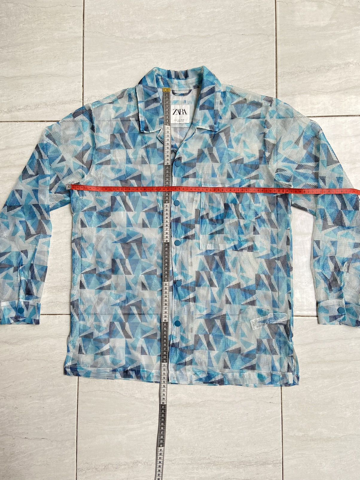 Zara ZARA Blue Striped Mesh Shirt Size US L / EU 52-54 / 3 - 2 Thumbnail