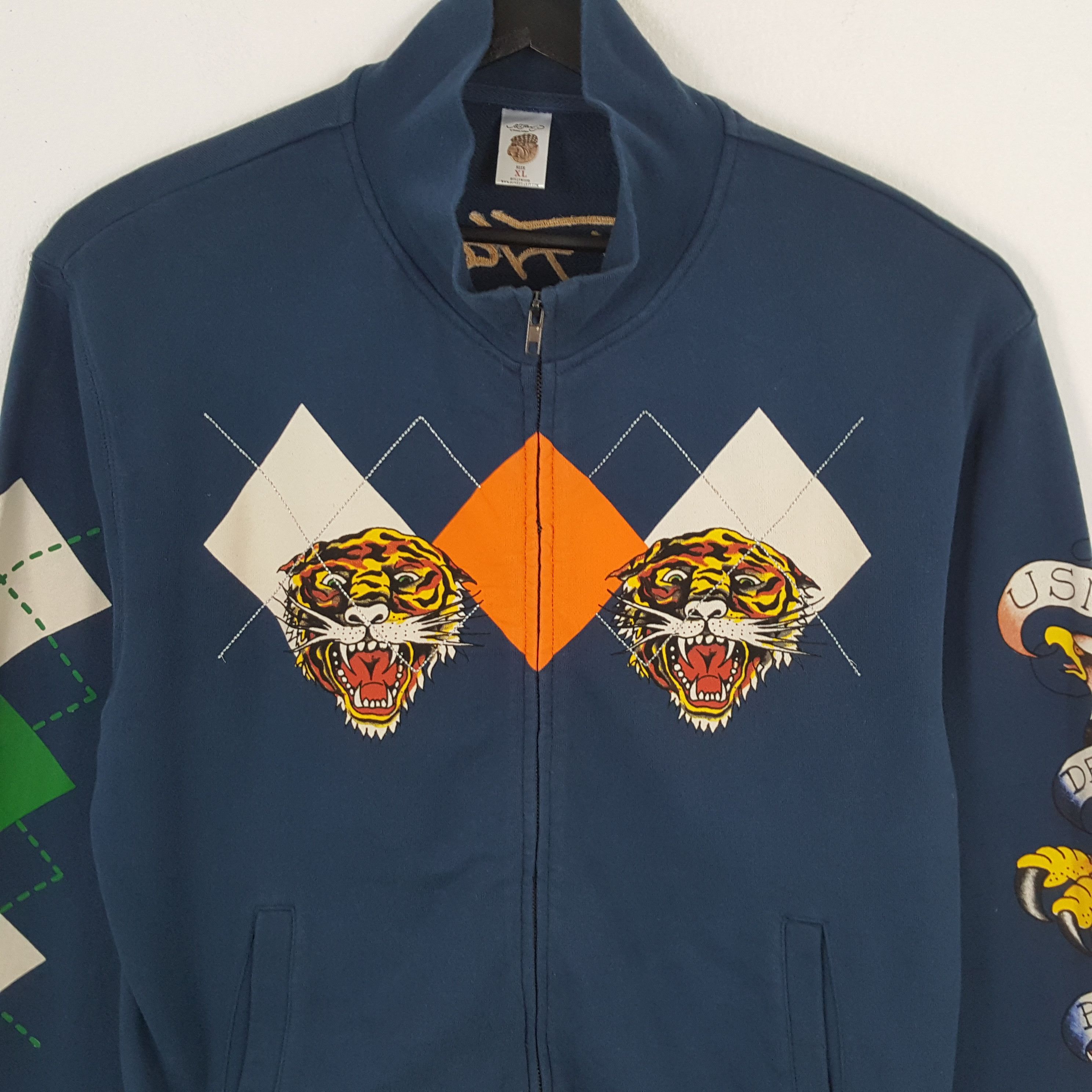 Christian Audigier × Ed Hardy × Vintage ED HARDY Rare Fashion Style Tiger Design Sweater Size US L / EU 52-54 / 3 - 4 Thumbnail