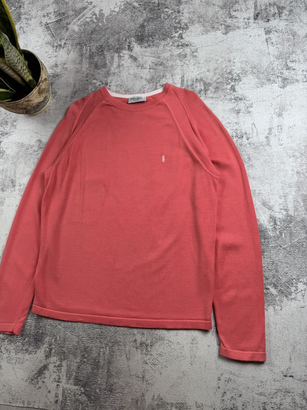 Yves Saint Laurent Yves Saint Laurent Men’s Cotton YSL Knit Pink XL Sweatshirt Sweater Pullover Size US XL / EU 56 / 4 - 3 Thumbnail