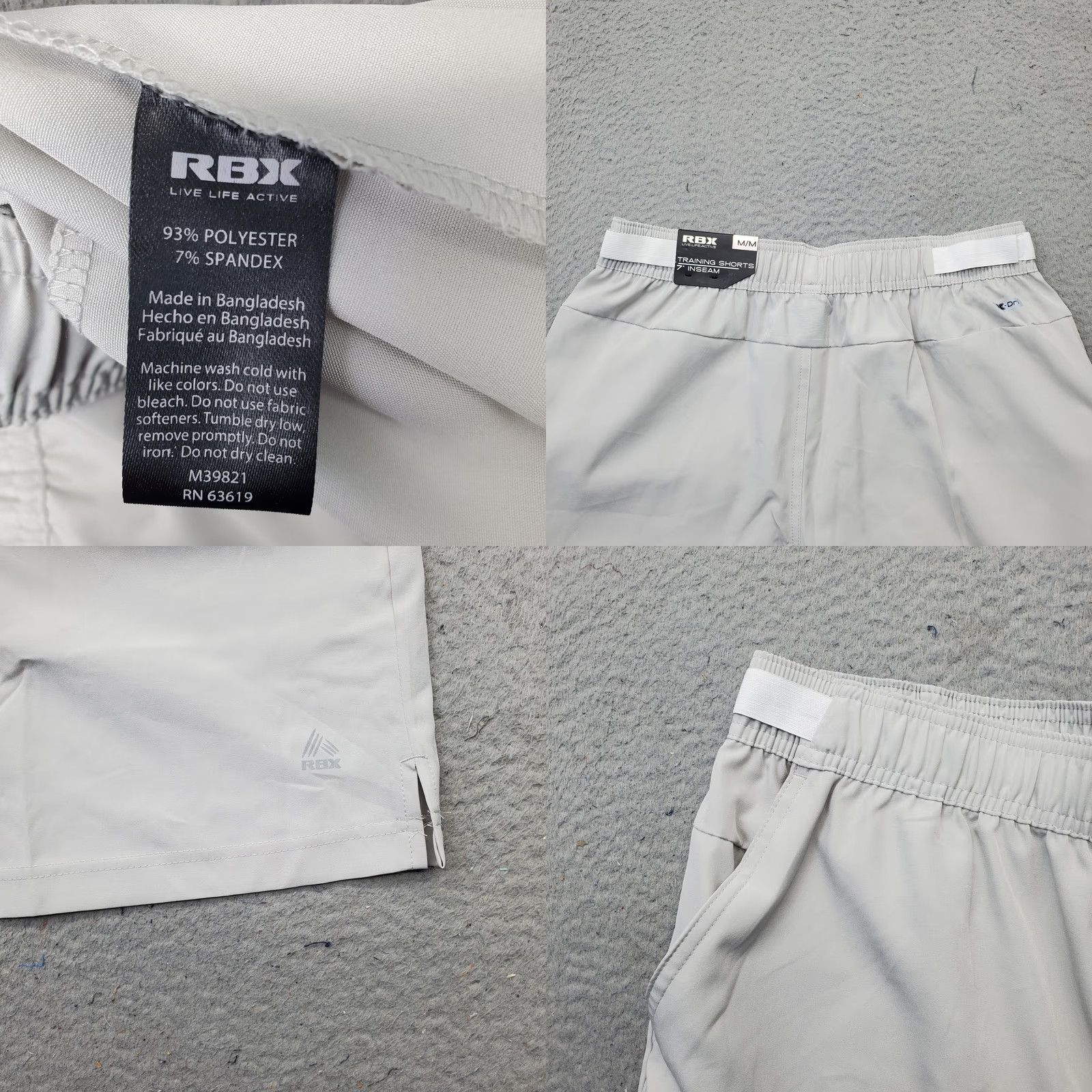 Vintage RBX Mens Training Shorts Athletic Gray M Waist 30 in Pockets Elastic 7" Inseam Soft Stretch Size US 31 - 8 Thumbnail