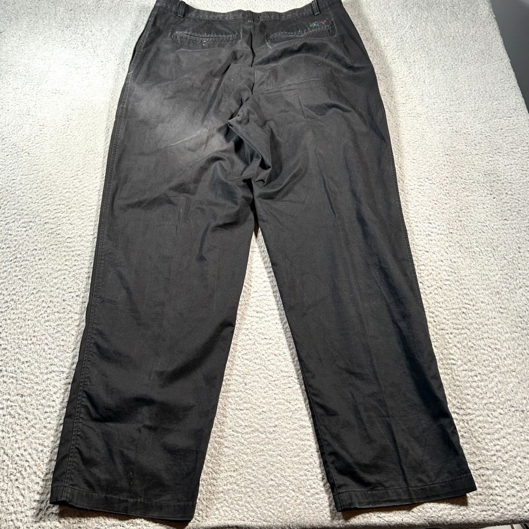 Reebok Vintage Reebok Greg Norman Chino Pants Mens 40 Black Pleated Wide-Leg Slim? (37x32) - Cotton Pants, Regular Fit, Classic Outdoor Mens Size US 40 / EU 56 - 2 Thumbnail