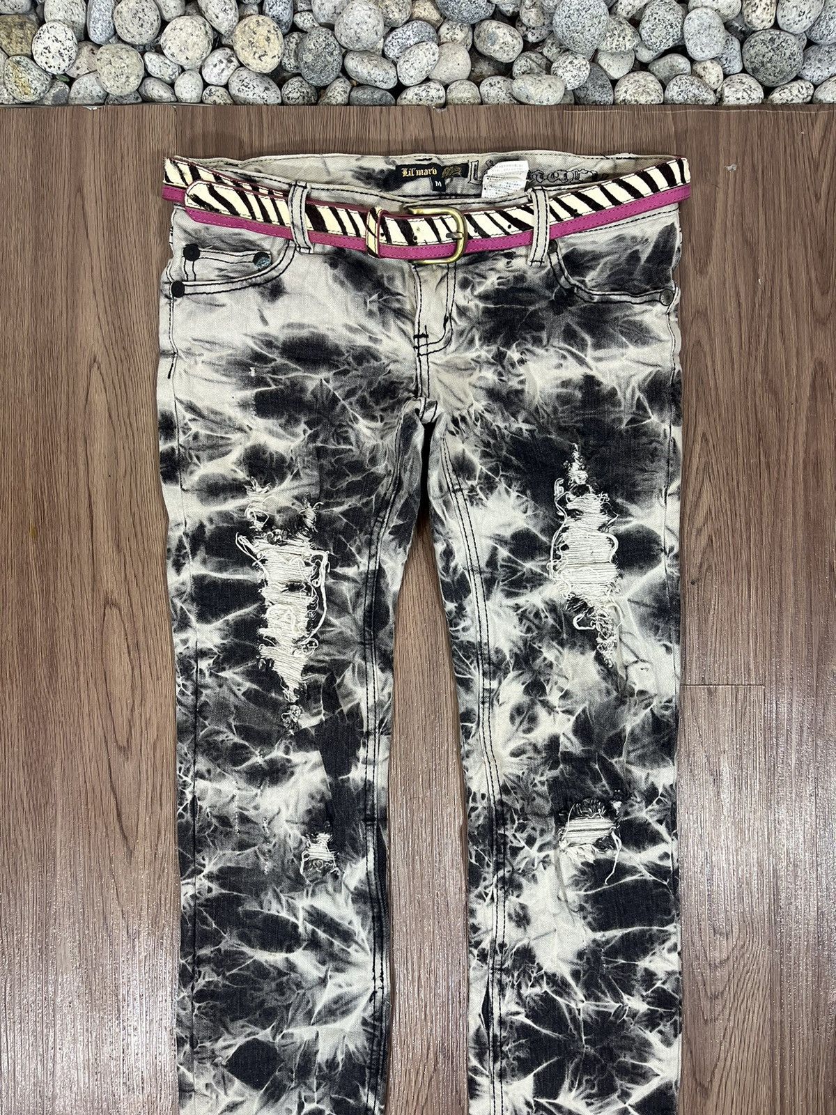 Punk and Yo Lil’ Marv Distressed Marble Wash Jeans Size US 31 - 3 Thumbnail