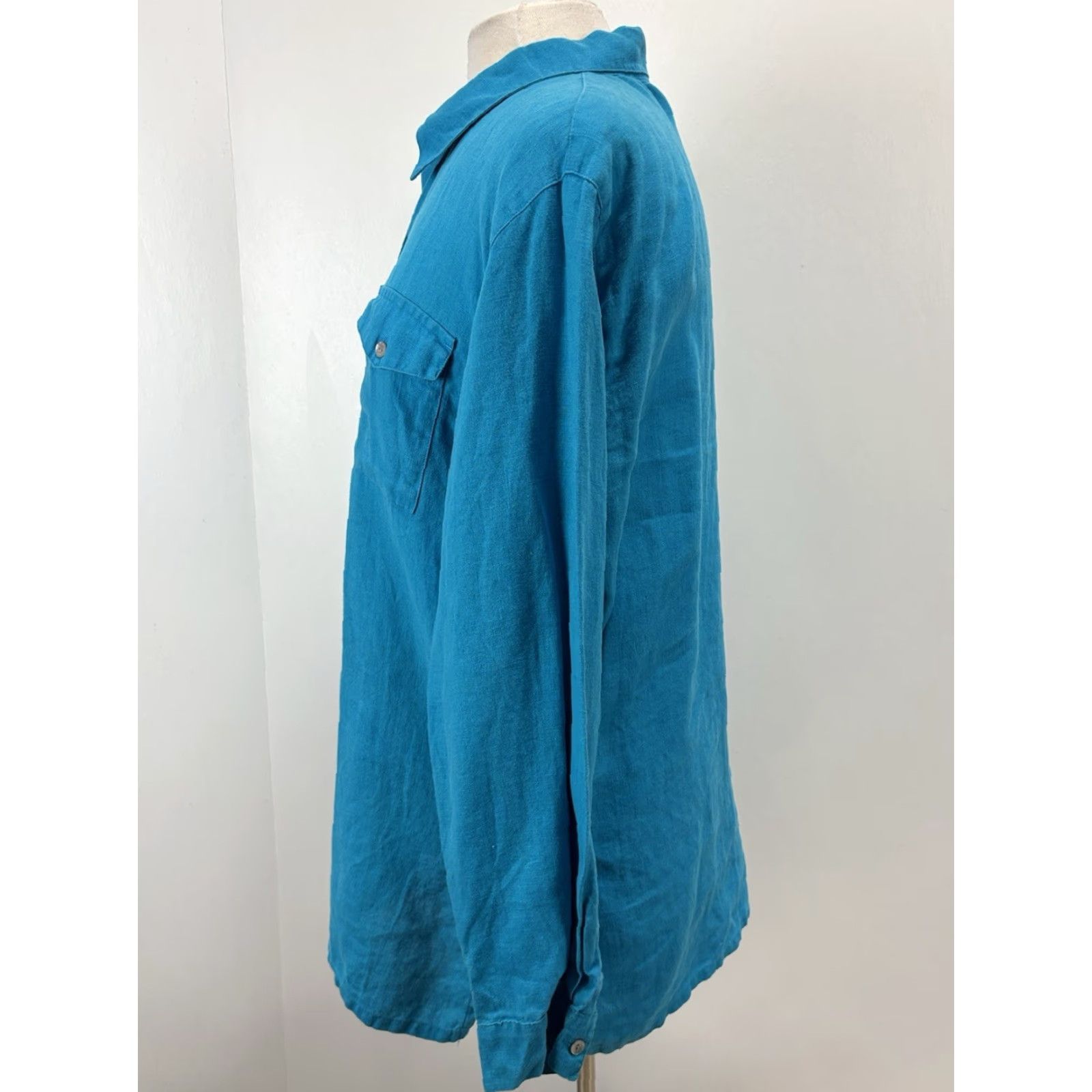 X-LARGE Chicos Linen Shirt Button Up Tunic Women’s XL Blue Coastal Size XL / US 12-14 / IT 48-50 - 2 Thumbnail