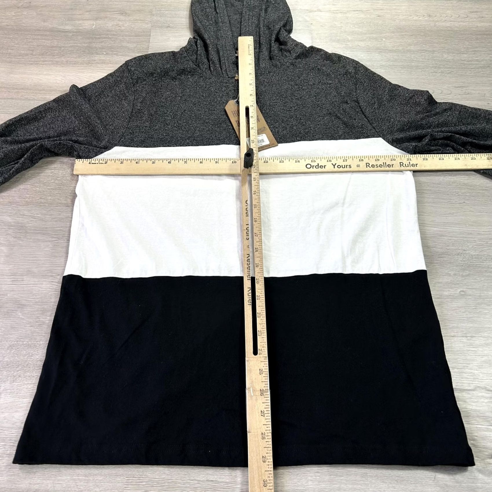 Hudson HUDSON & BARROW Hoodie Shirt Mens Large Gray White Lightweight Pullover Crew Neck Long Sleeve Jersey Knit Casual Multicolor Block Pattern NFT Size US L / EU 52-54 / 3 - 5 Thumbnail
