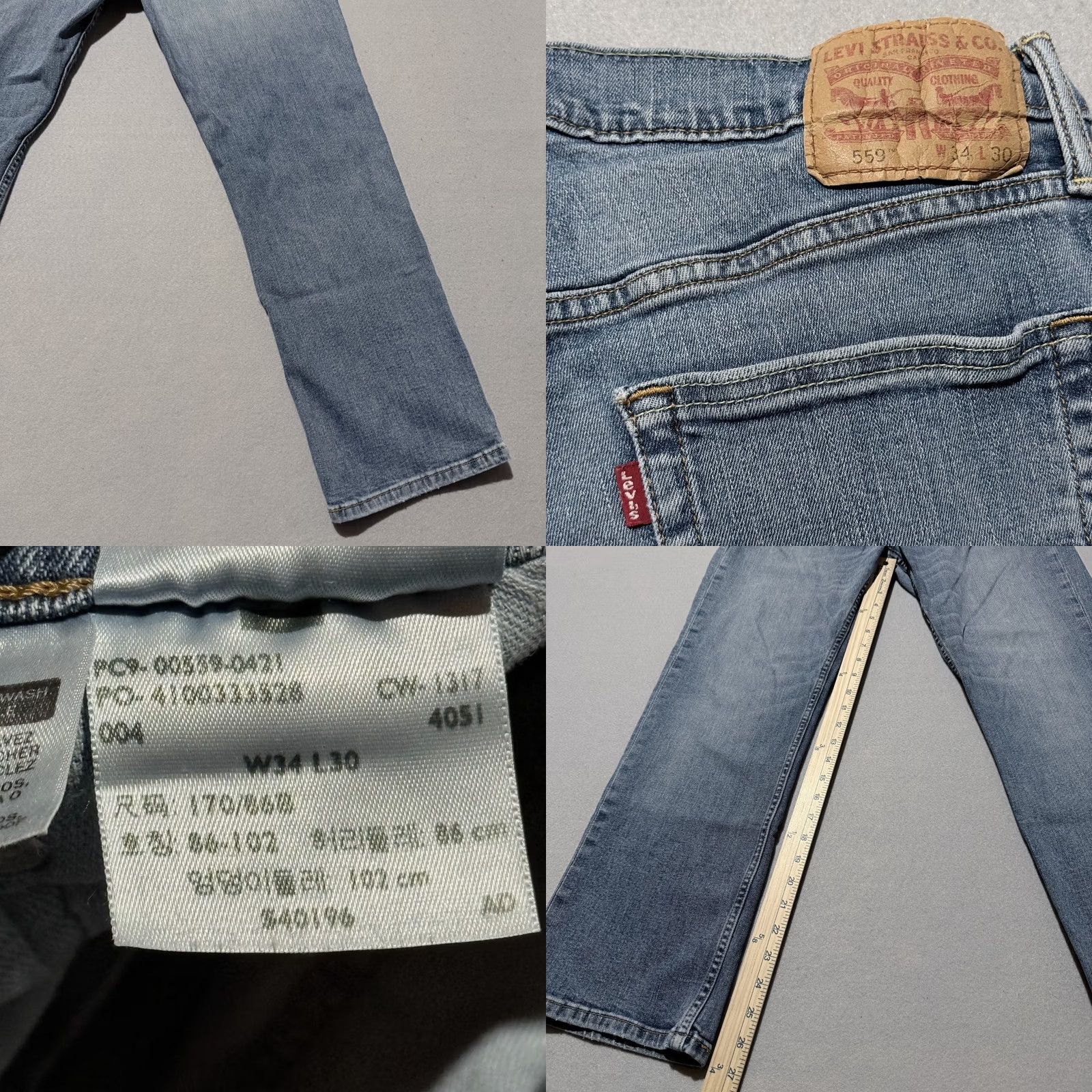 Levi's Levi’s 559 Jeans Men Blue Denim Straight Leg Low Rise Distressed 34x30 Jeans Size US 34 / EU 50 - 8 Thumbnail
