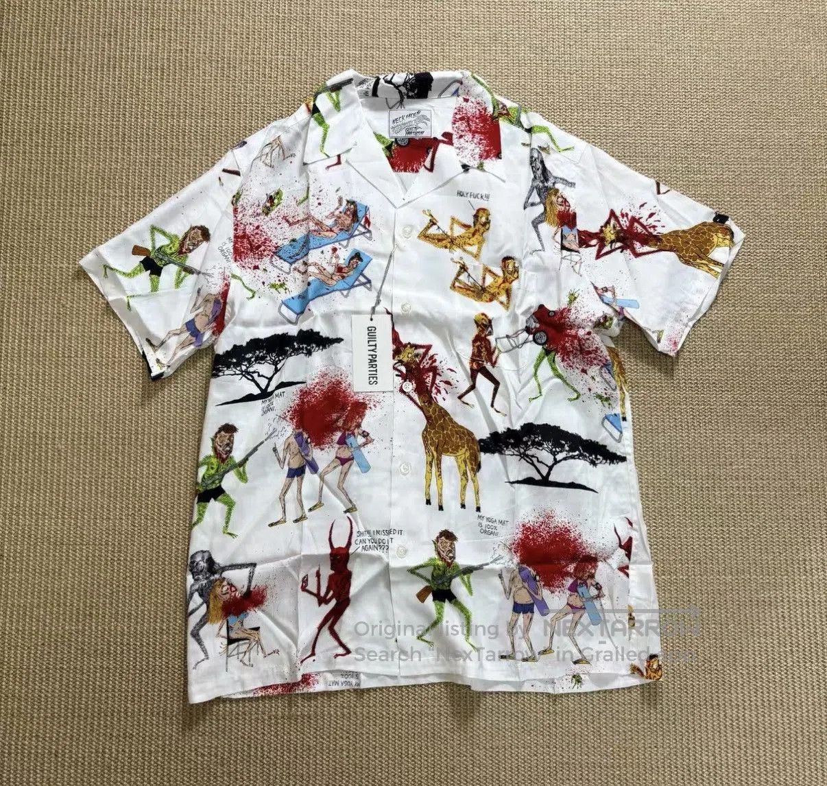 Wacko Maria White Graphic Print Short Sleeve Button. Size US XL / EU 56 / 4 - 1 Thumbnail