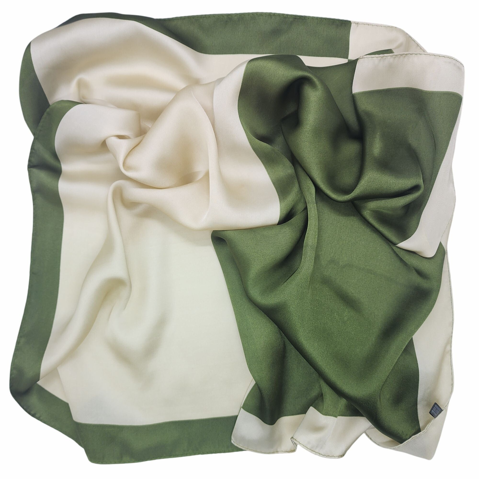 Other New Elegant Bandana Square Scarf GREEN Soft Beige Wrap Silky Size ONE SIZE - 5 Thumbnail