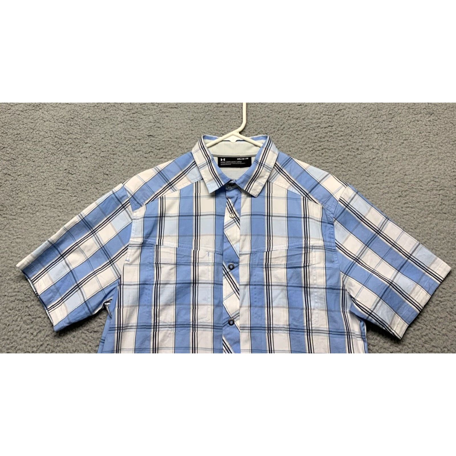 Under Armour Under Armour Men's M Fitted Plaid Short Sleeve Shirt Snap Button Collar Casual Shirt Size US M / EU 48-50 / 2 - 2 Thumbnail