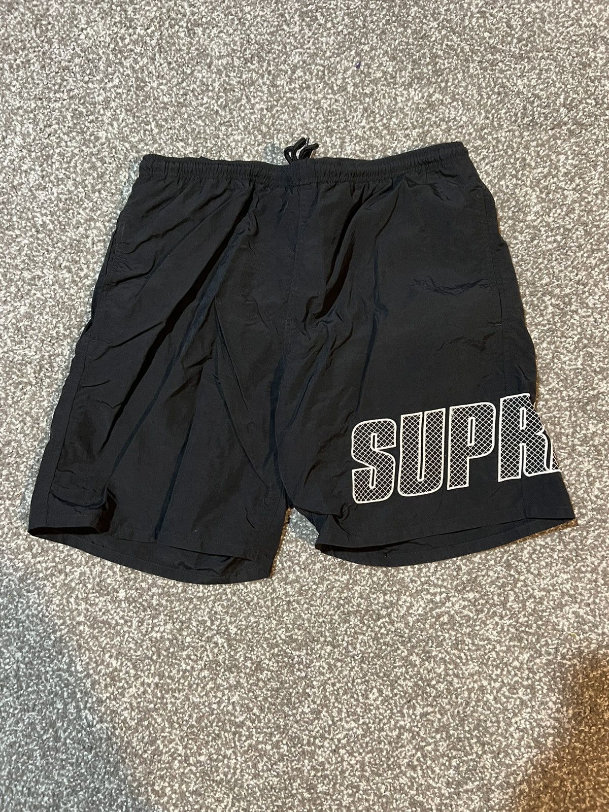 image of Supreme Logo Appliqué Water Short in Black, Men's (Size 32)
