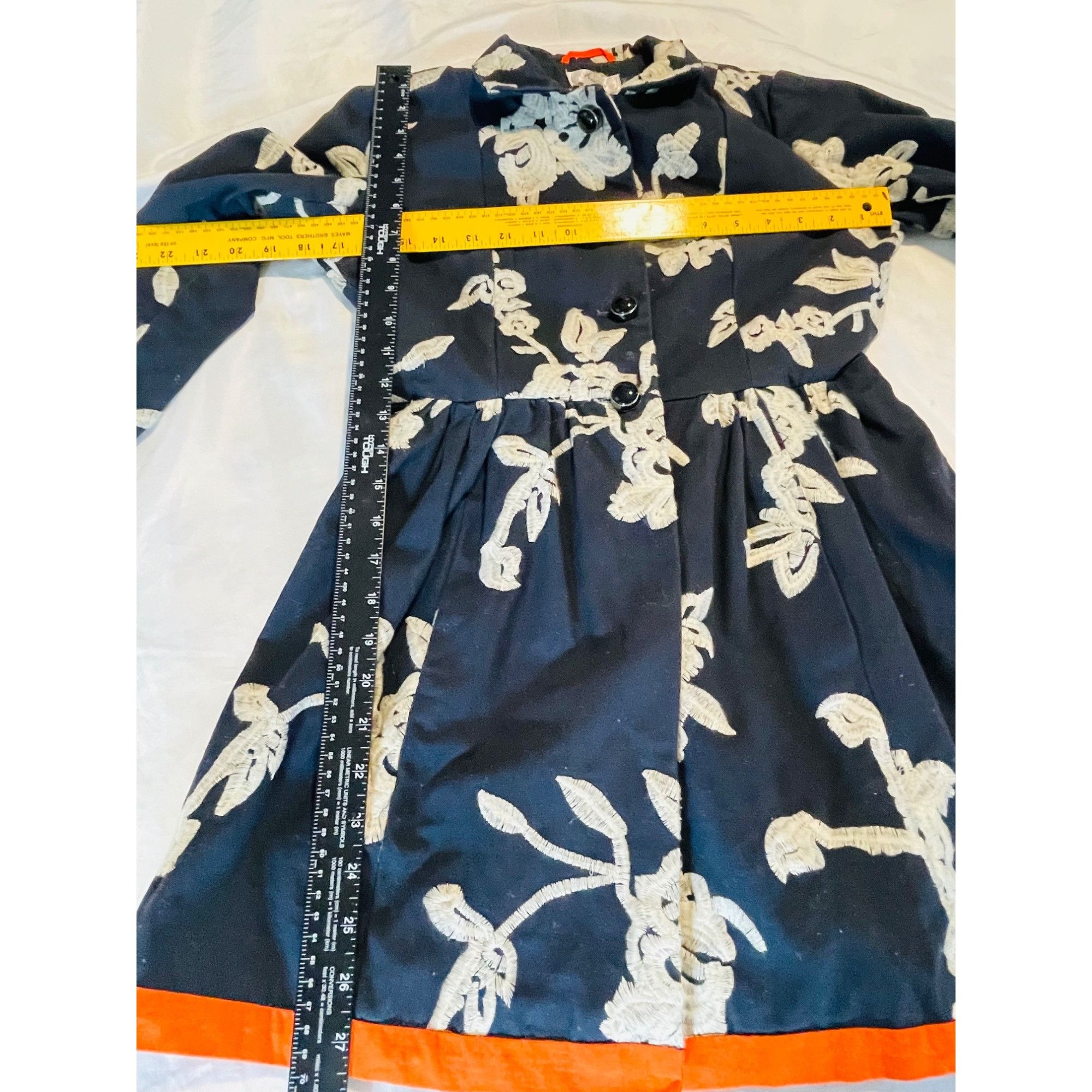 Other Freeway Floral Embroidered Baby Doll Jacket, Navy With Orang Size S / US 4 / IT 40 - 9 Thumbnail