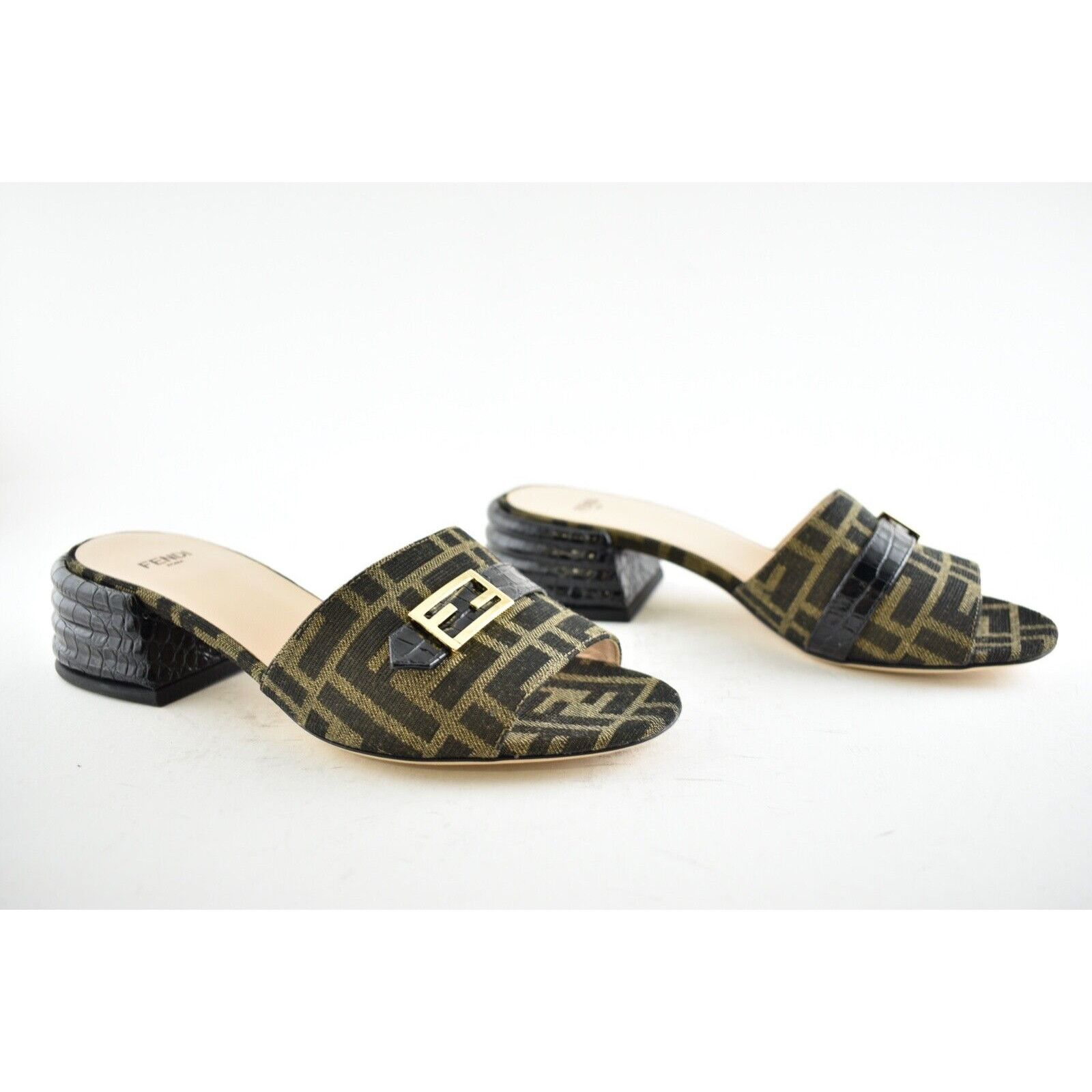 Fendi FF Monogram Backless Sandal Block Heel Mule Slide Pump 37 Size US 7 / IT 37 - 4 Thumbnail