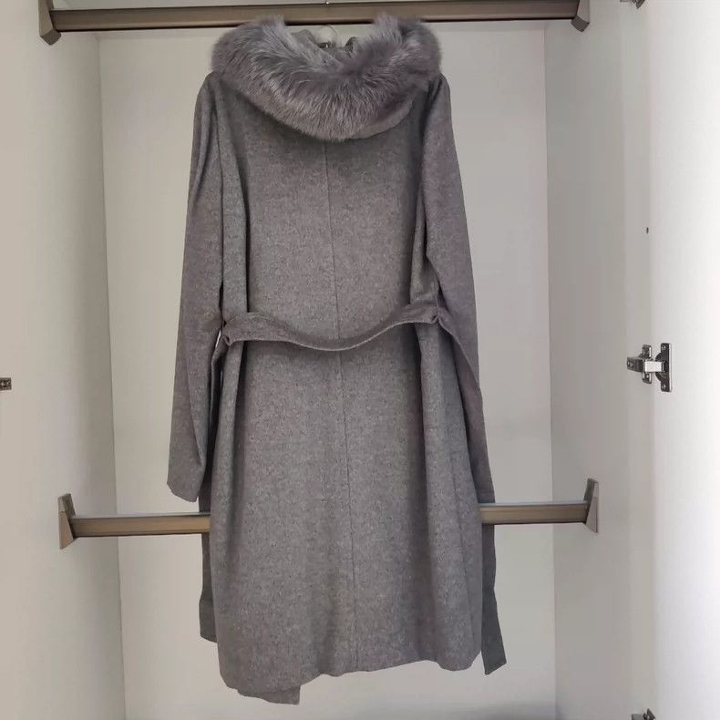 Other Max Mara Classic Fox Fur Collar Hooded Lace-Up Midi Coat Size M / US 6-8 / IT 42-44 - 2 Thumbnail