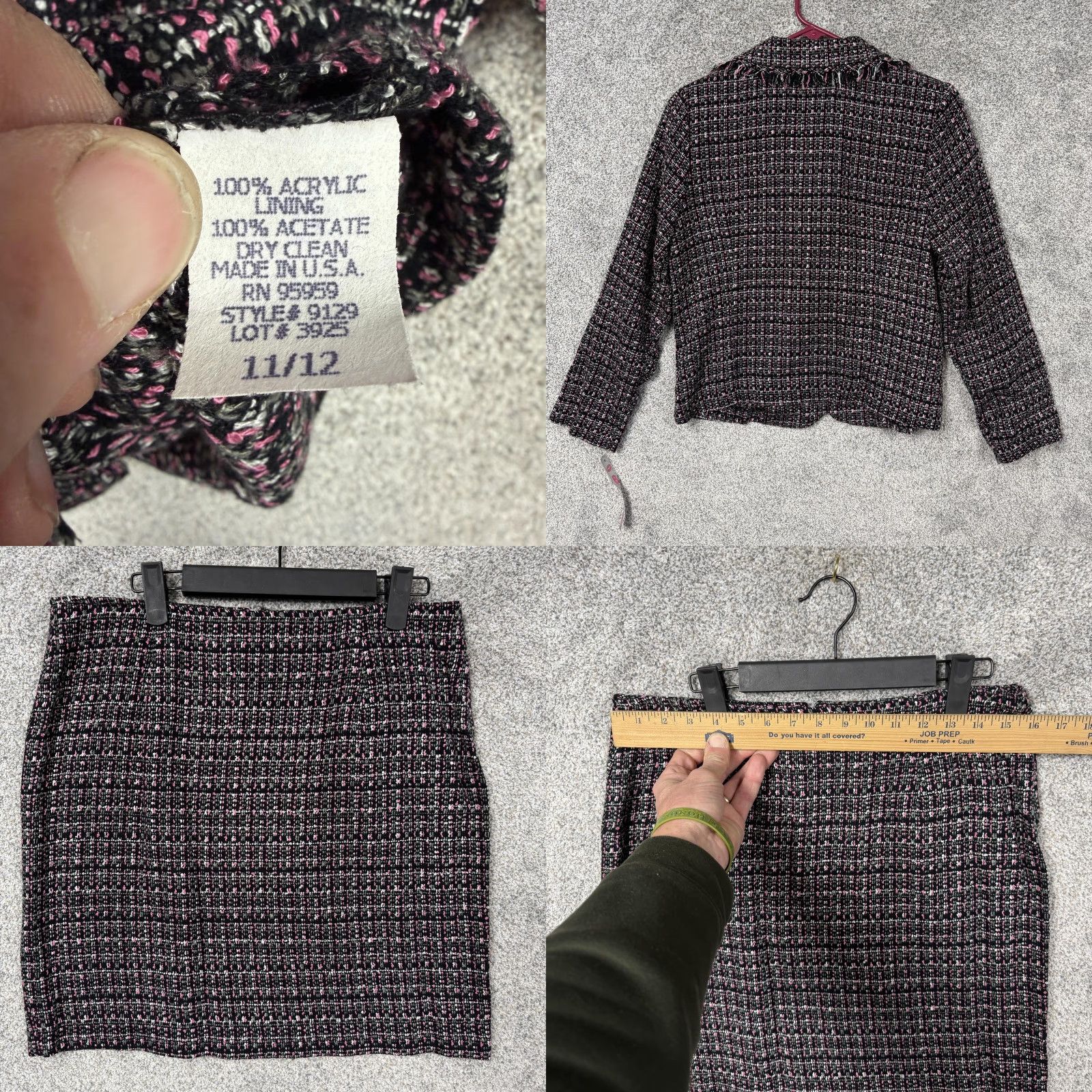 Vintage VINTAGE Blush Skirt Suit Set 11/12 Pink Tweed Coquette Academia Preppy 90s Ladies Womens Girls Teens Fashion Size 32" / US 10 / IT 46 - 9 Thumbnail