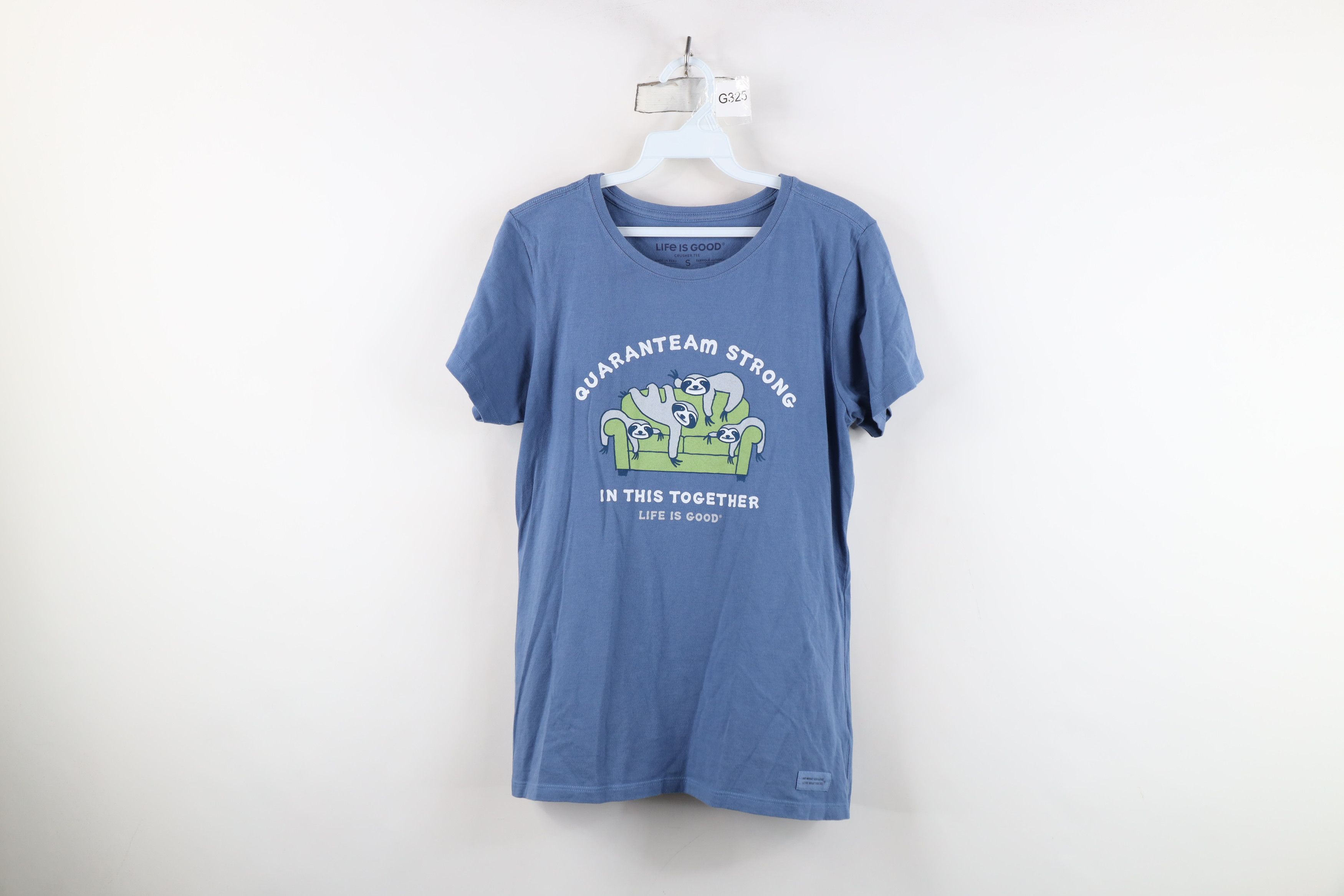 Life is Good Life Is Good Sloth Couch Short Sleeve T-Shirt Blue Cotton Size S / US 4 / IT 40 - 1 Thumbnail