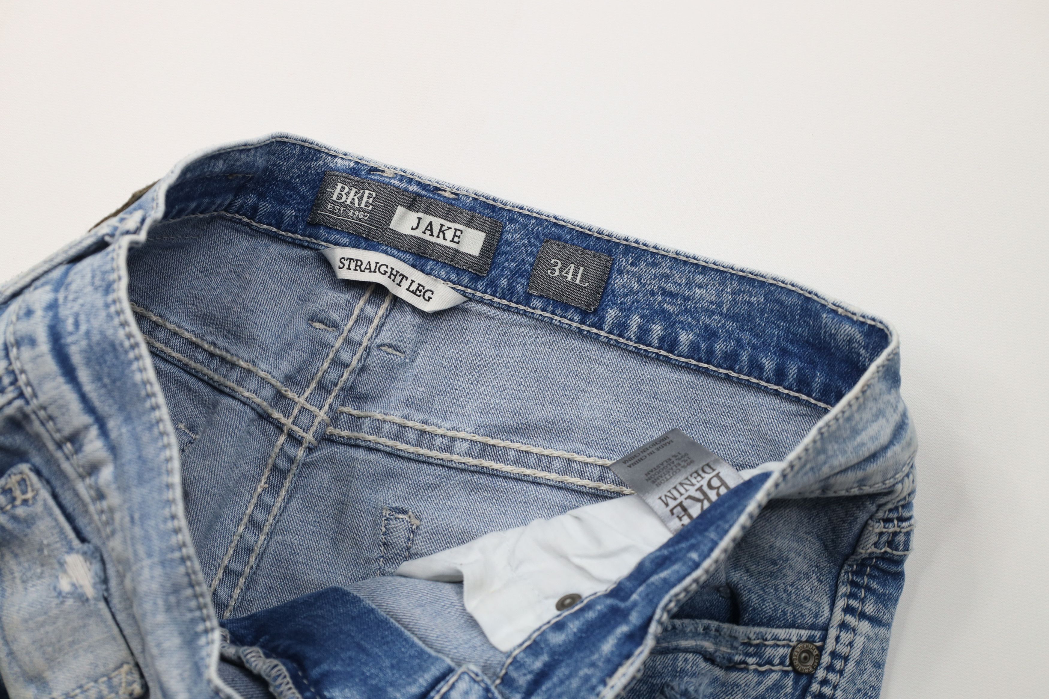 Vintage Buckle BKE Acid Wash Jake Straight Leg Denim Jeans Blue Size US 34 / EU 50 - 10 Thumbnail