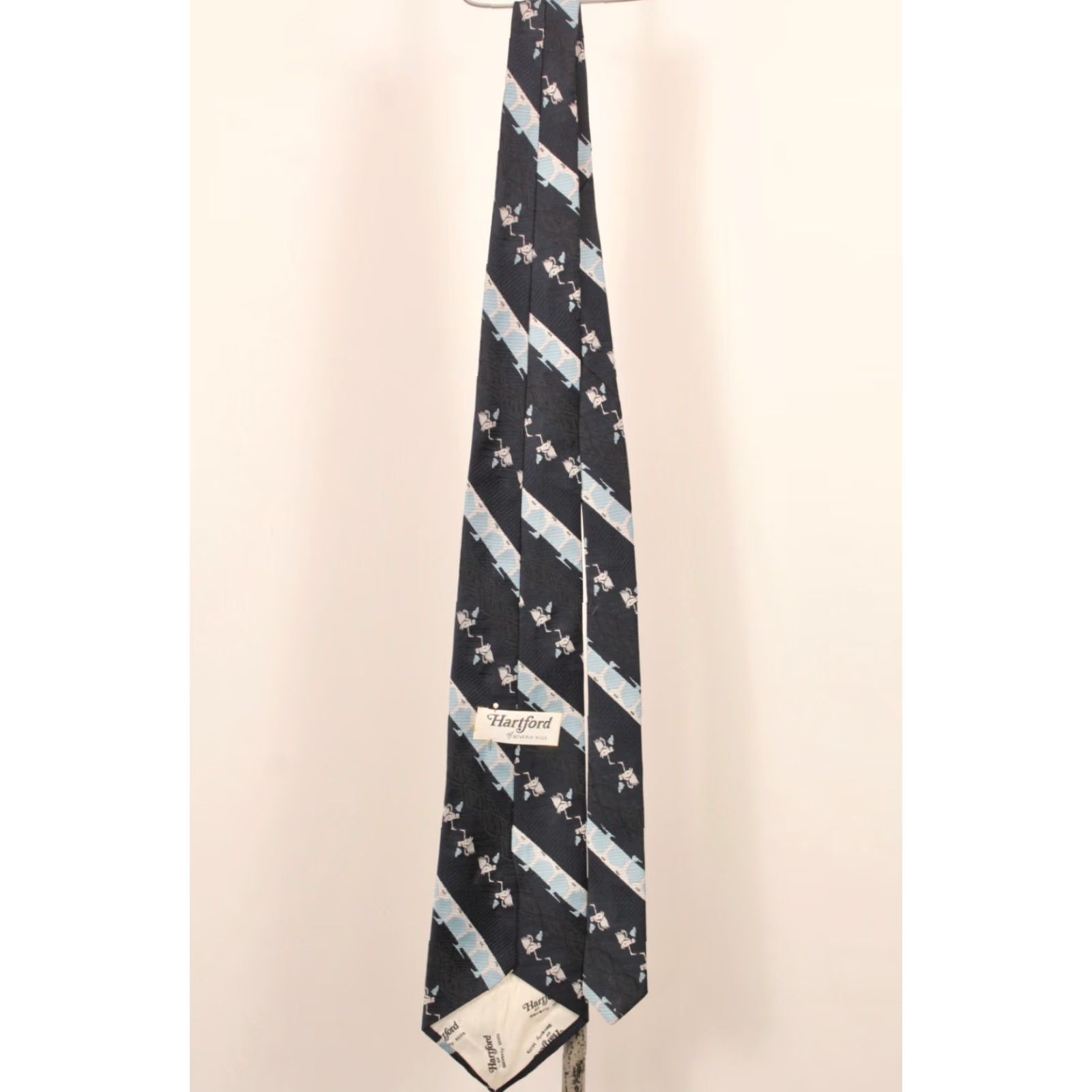Hartford VTG Hartford 70s Tie Neck Tie Men Blue Horse Abstract Striped Long 55" Nylon NOS Modern Size ONE SIZE - 6 Thumbnail