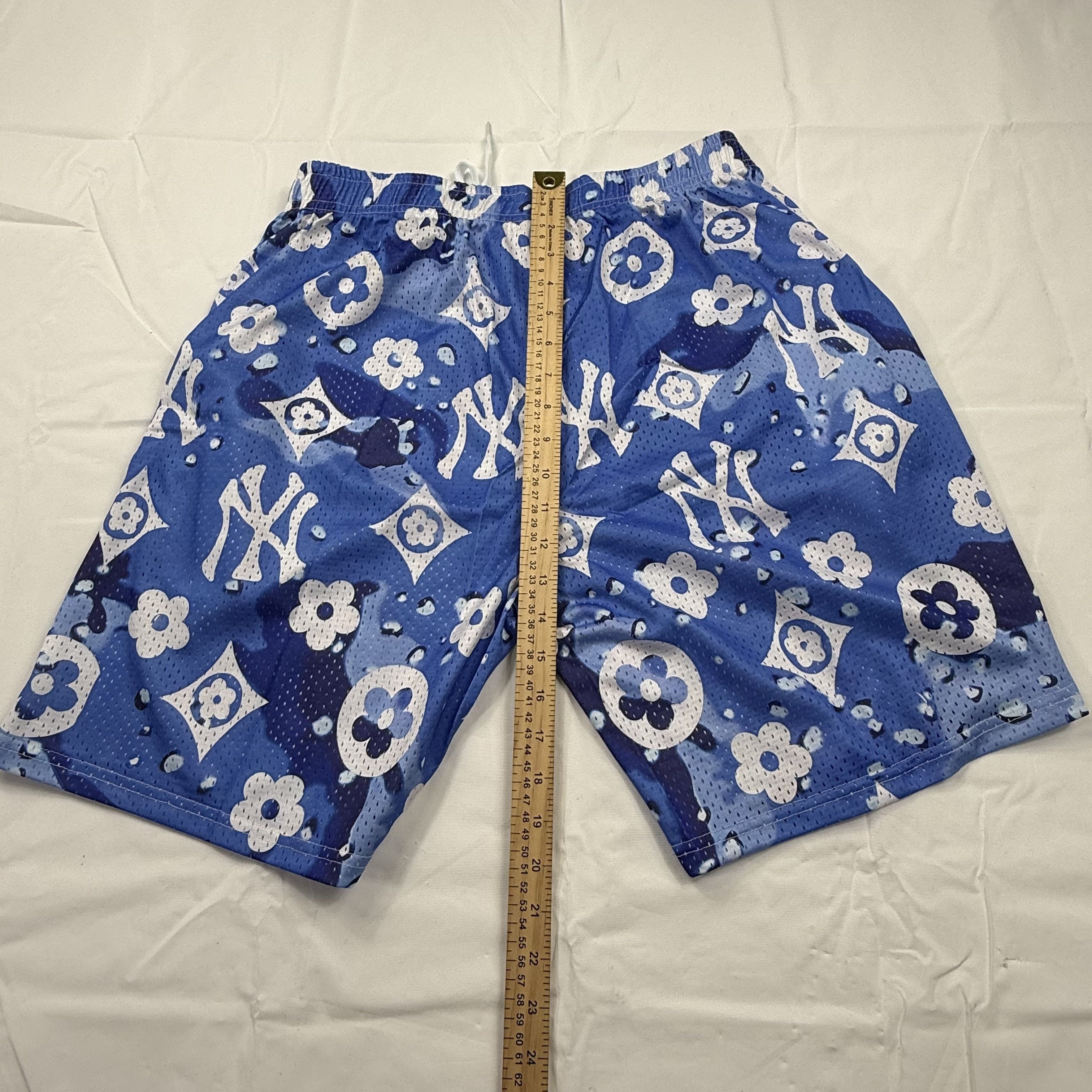 Other Mens Blue NY Yankees Monogram Mesh Basketball Shorts XXL Size US 40 / EU 56 - 6 Thumbnail