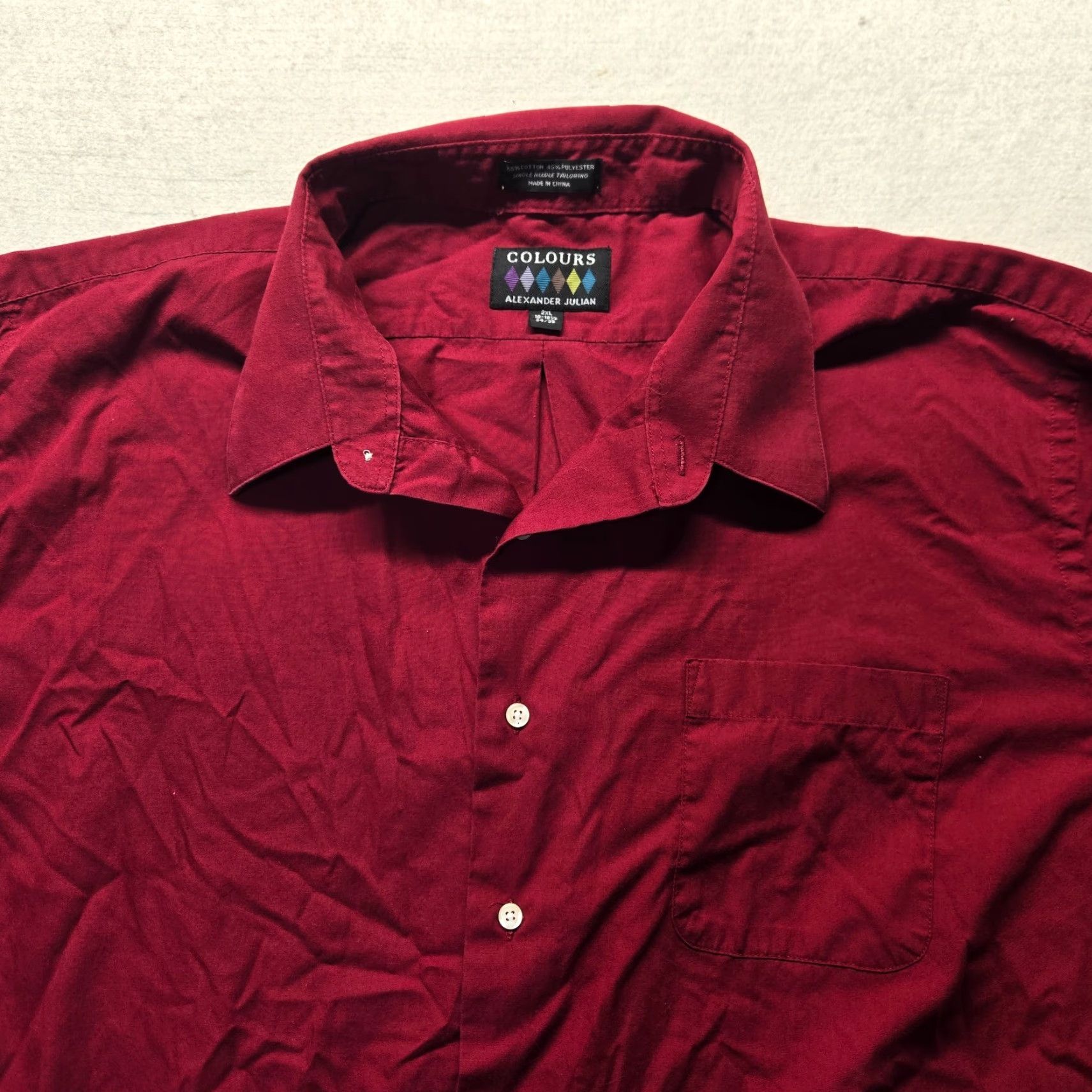 Alexander Julian Alexander Julian Shirt Button-Up Long Sleeve Mens 2XL Red Solid Size US XXL / EU 58 / 5 - 2 Thumbnail