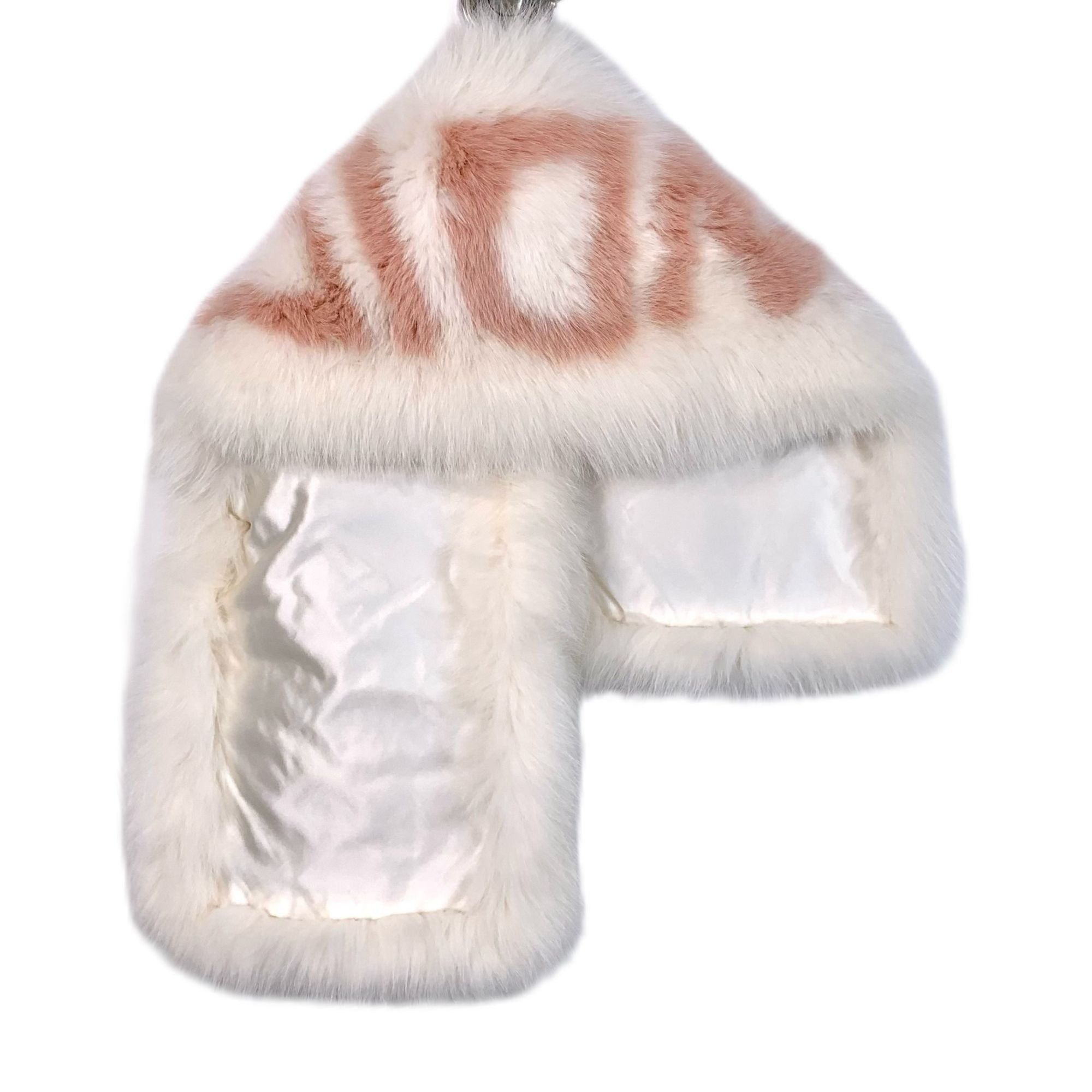 Fendi Fendi Fox Fur & Silk Womens Scarf With Buckle White & Pink Size ONE SIZE - 2 Thumbnail